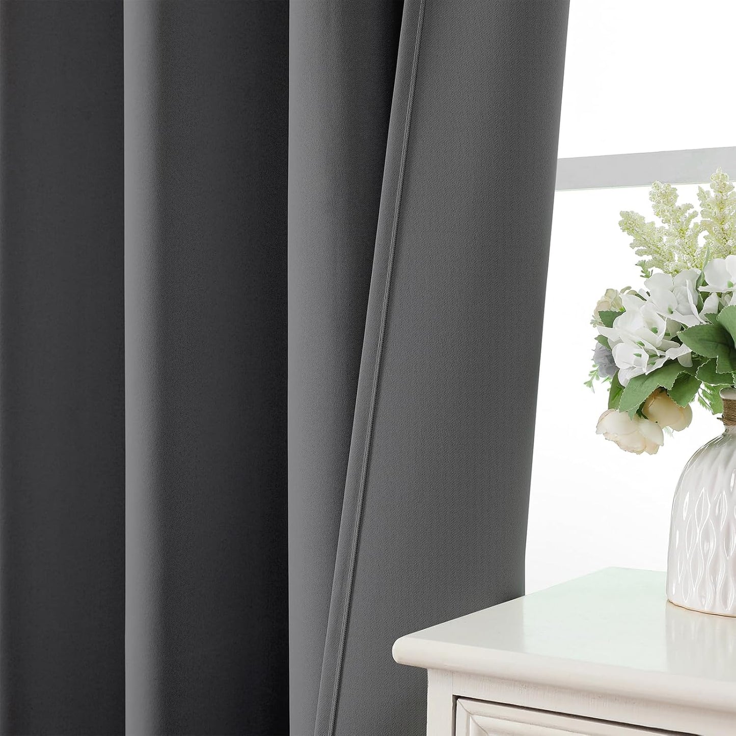 CUCRAF Custom Blackout Curtains for Bedroom Living Room, Rod Pocket Room Darkening Curtain Thermal Insulated Light Blocking Window Drapes 1 Panel (Custom Size, Light Grey)
