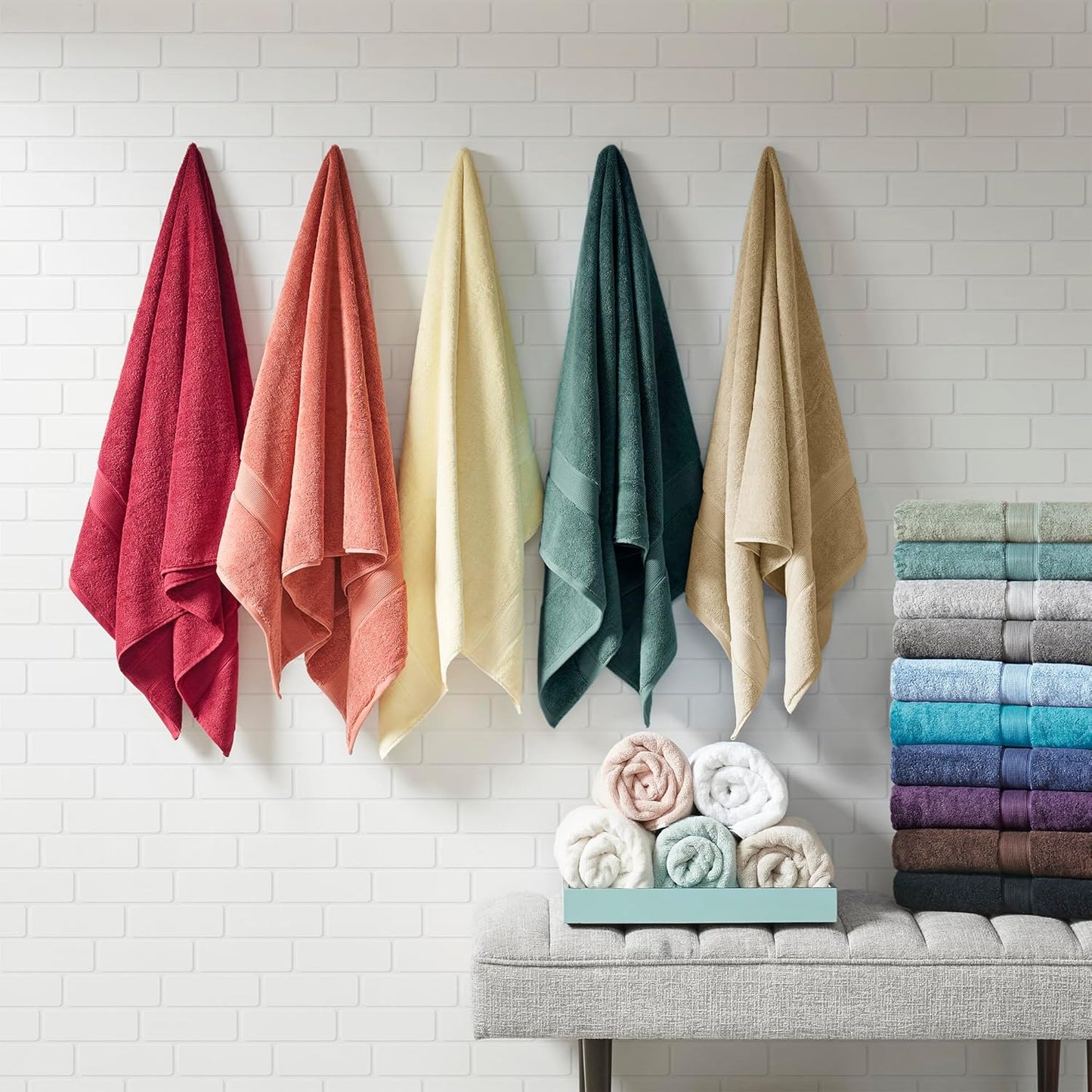 Madison Park 800GSM Bathroom Towel Set of 8 100% Cotton Bath Towel Set for Bathroom Luxurious Highly Absorbent 2 Bath Towels 2 Hand Towels 4 Washcloths Quick Dry Spa Quality Natural