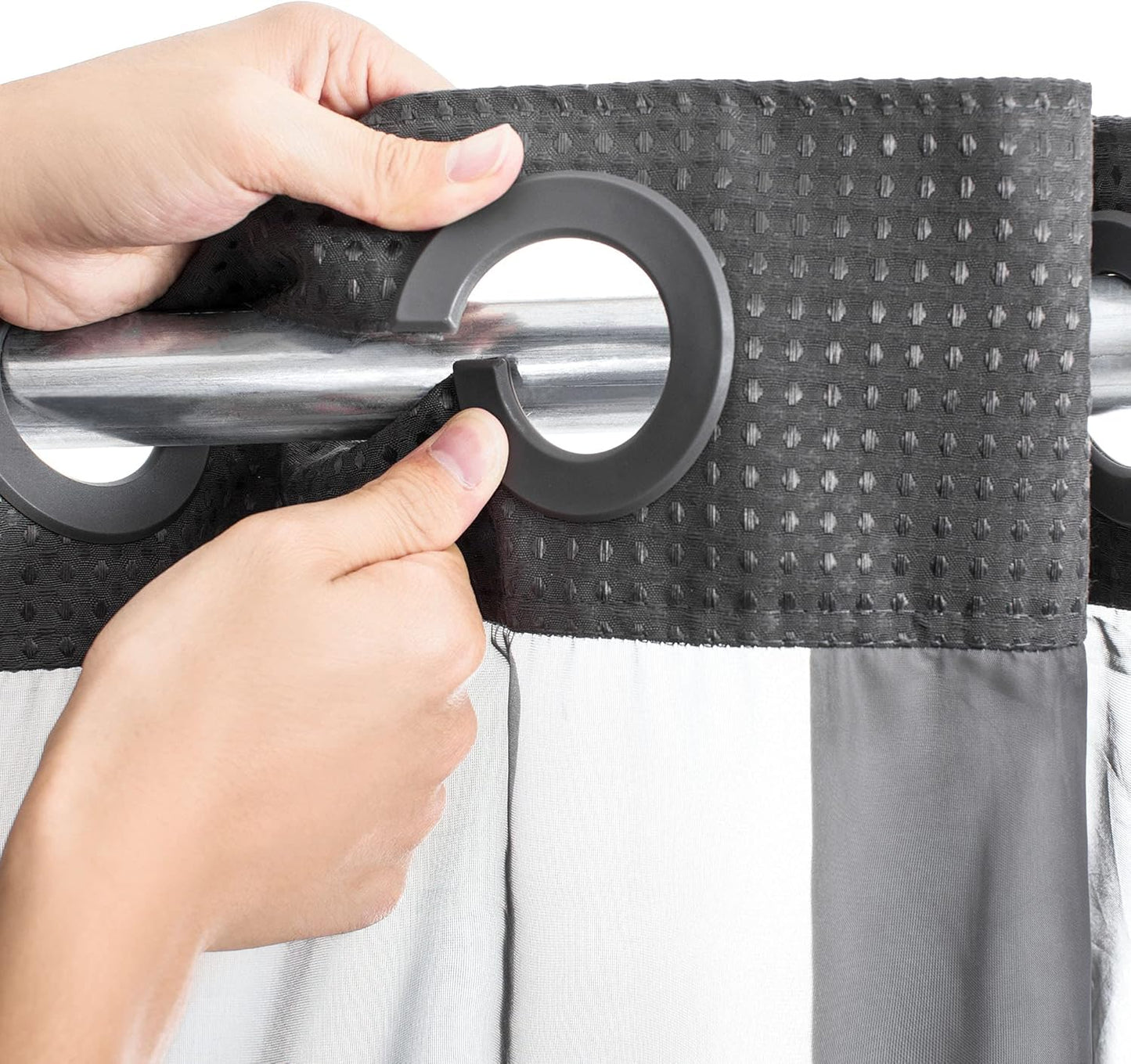 River Dream Heavyweight No Hooks Required Dotted Waffle Weave Shower Curtain with Snap in Liner - 71W x 74H,Hotel Grade,Spa Like Bath Curtain,Graphite Grey