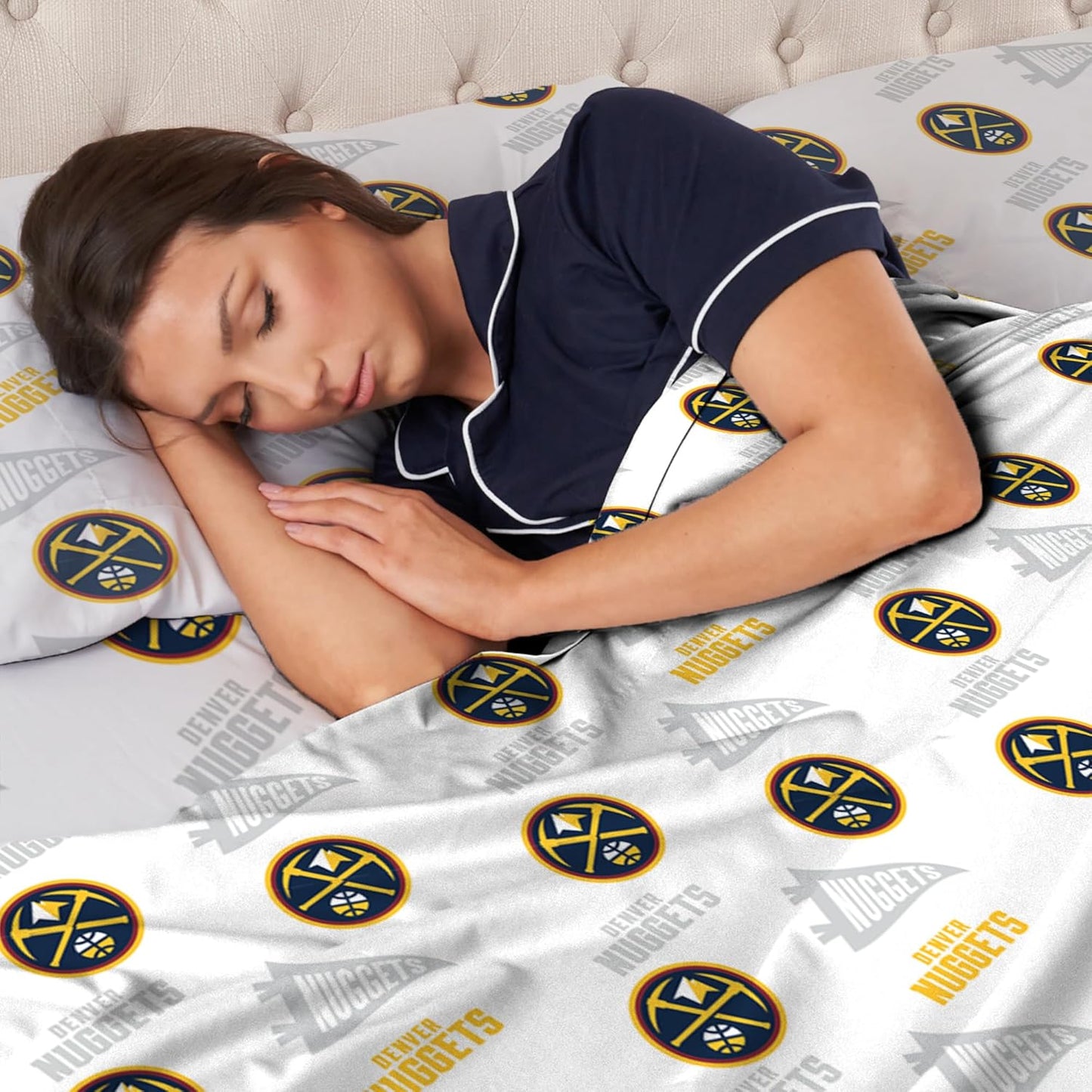 Northwest Officially Licensed Denver Nuggets NBA Full Size Sheet Set – Soft Team Logo Bedding for Dorms, Bedrooms, Fan Caves & Game Day Style
