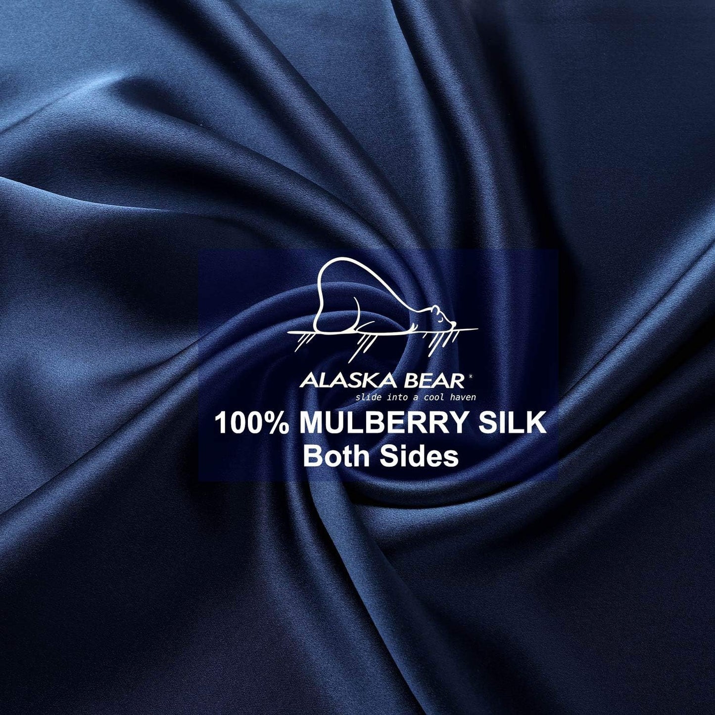 ALASKA BEAR Silk Pillowcase King Size for Skin and Hair Care Beauty Sleep 100 Percent Organic Mulberry Pillow Slip Case (1pc, Navy)