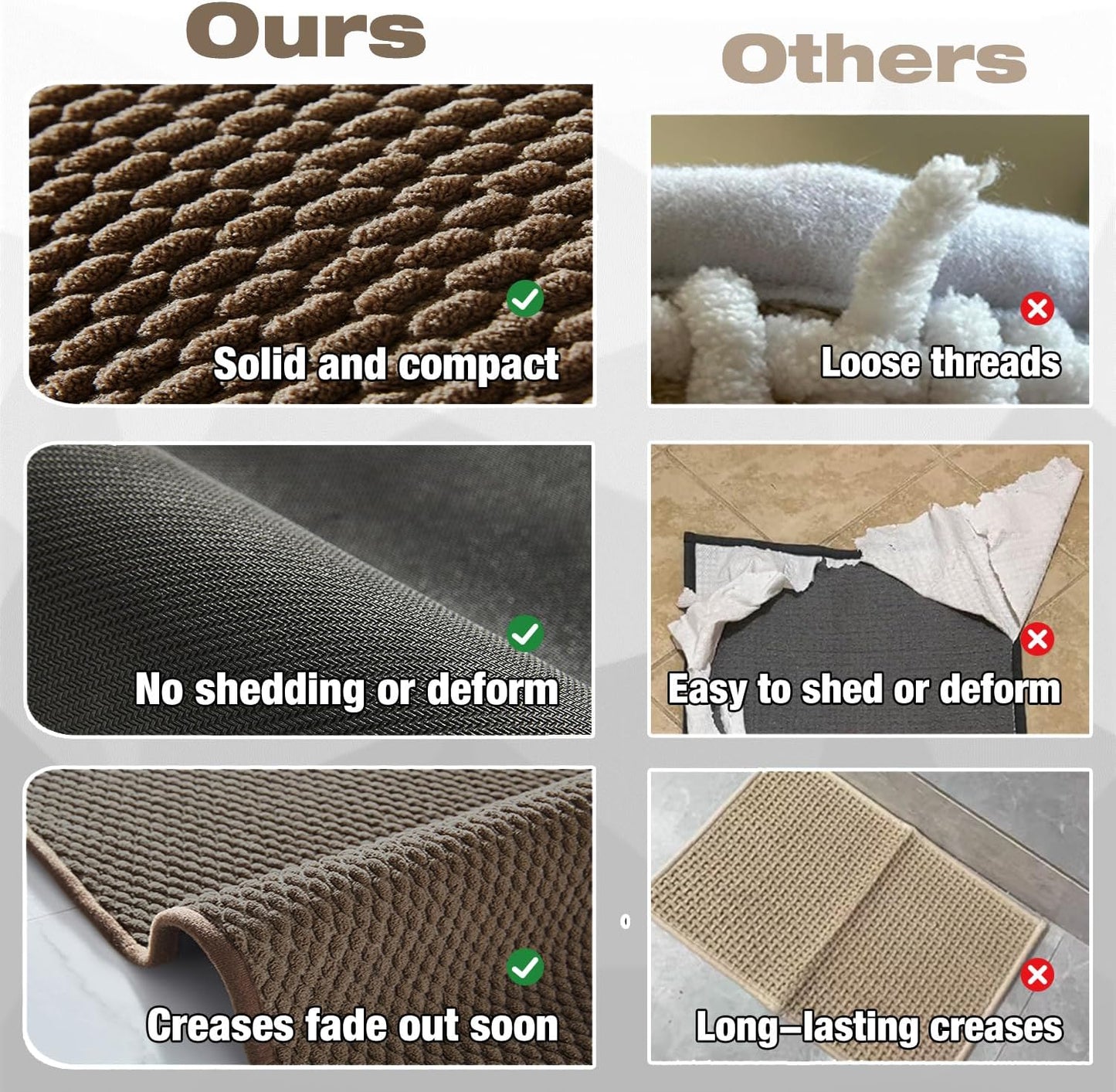 Bathroom Rugs Non Slip Washable, Super Absorbent Thin Bath Mat Small Quick Dry Low Pile Bathroom Rug, Brown 20"x30"