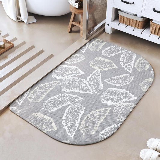 Half Circle Bath Mat,Thin Bathroom Rugs Fit Under Door Quick Dry Non Slip Washable Bathroom Mat with Rubber Backing,Absorbent Woven Half Round Shower Rug
