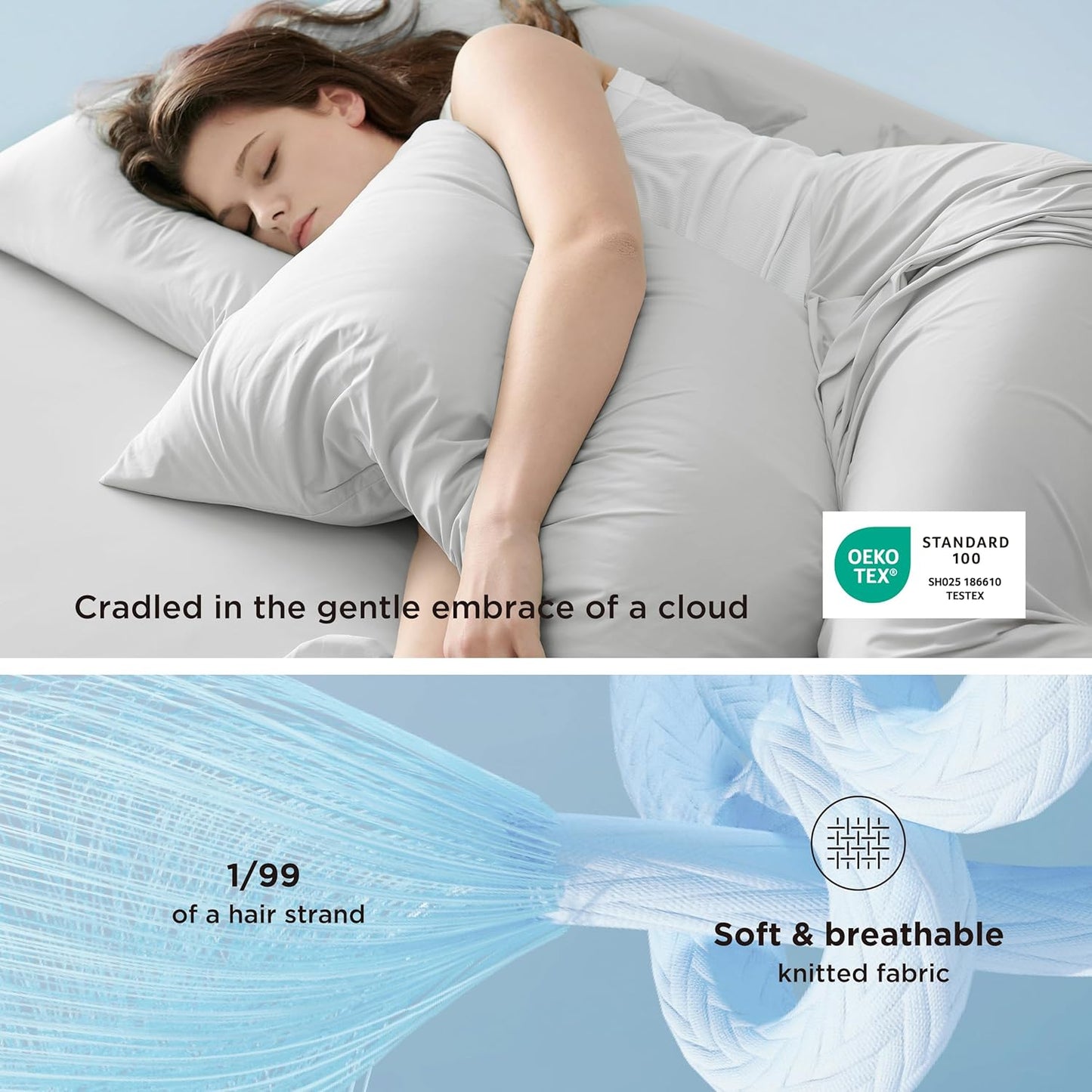 Bedsure Cooling Pillow Cases, Zipper Pillow Cases Standard Size Set of 2, Cool Pillowcases for Hot Sleepers and Night Sweats, Silky Soft & Breathable Cold Pillow Covers, Gift, Grey, 20x26 Inches