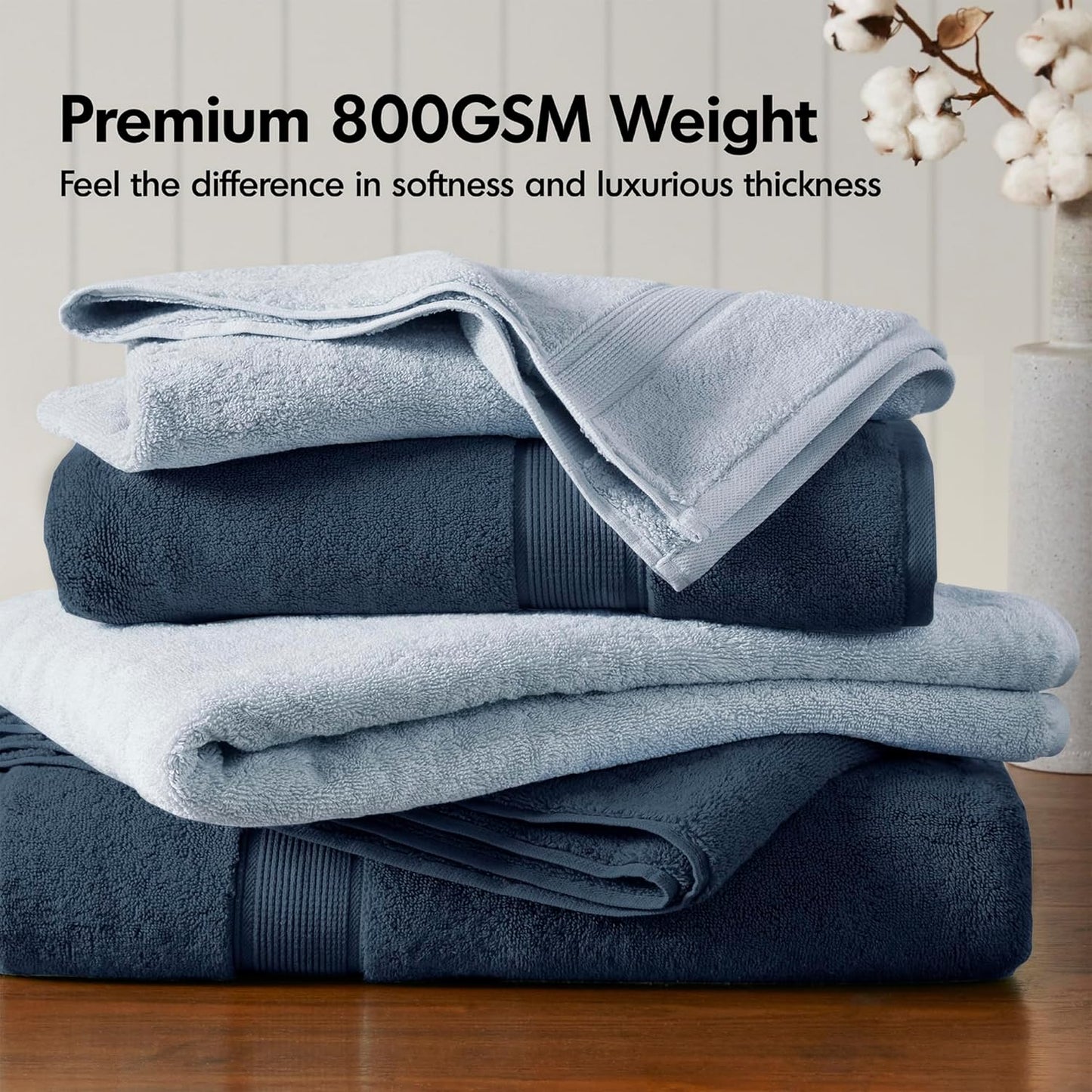 Madison Park 800GSM Bath Sheet Towel Oversized 34" x 68" 2 Pack 100% Cotton Bath Towel Set Highly Absorbent Hotel Spa Quality for Bathroom, Slate Blue