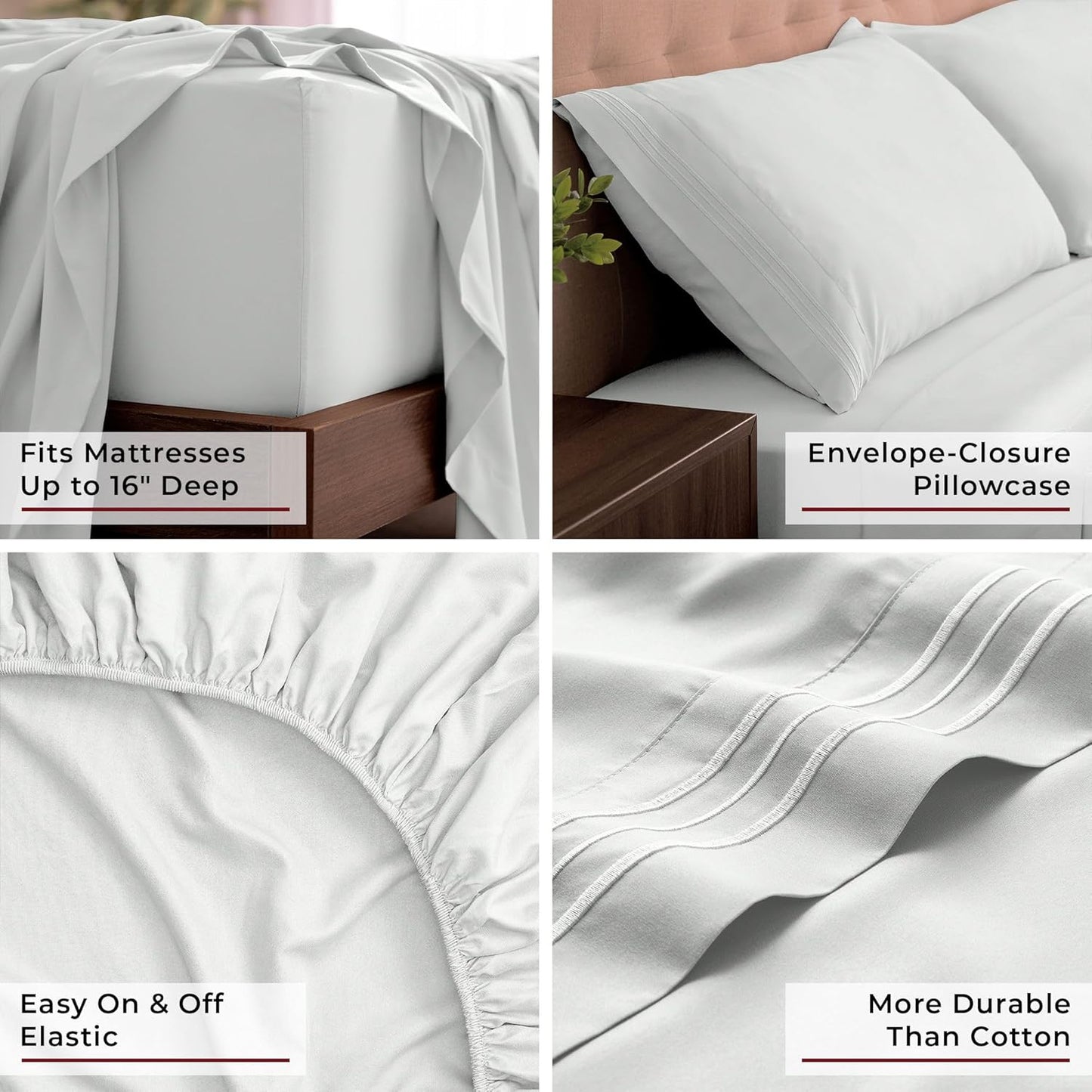 Mellanni King Sheets Set - 4 PC Iconic Collection Bedding - Hotel Luxury, Extra Soft, Cooling Bed Sheets - Wrinkle, Fade, Stain Resistant (King, Ivory)