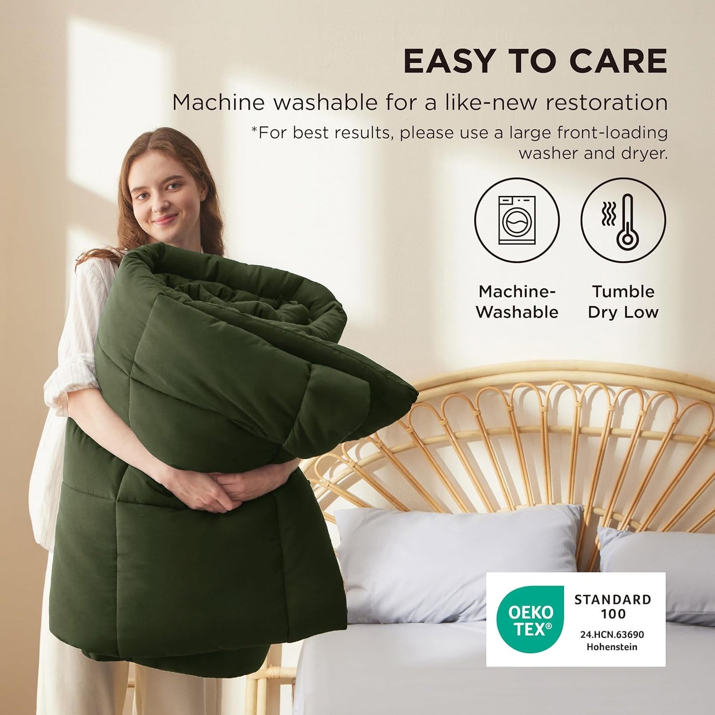 Bedsure Comforter Duvet Insert - Quilted Comforters Full Size, All Season Duvet, GentleSoft Down Alternative Bedding, with 8 Tabs, Gifts for Women/Men, Olive Green, Full 86 x 82 Inches