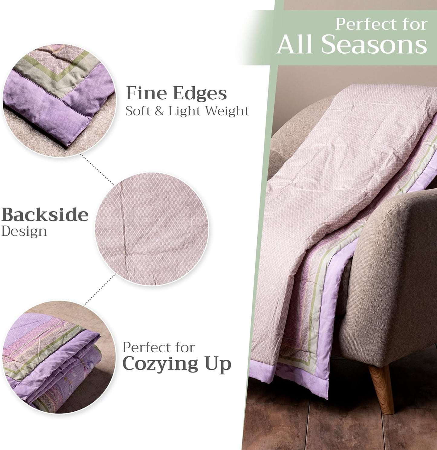 Maison d' Hermine Throw Blanket for Couch Lightweight Soft Warm Breathable Cotton Throw Blankets for Bed Girls Boys Women Men Gifts Sofa Travel Living Room Chair Bedding (50"x60", Magnolia Mornings)