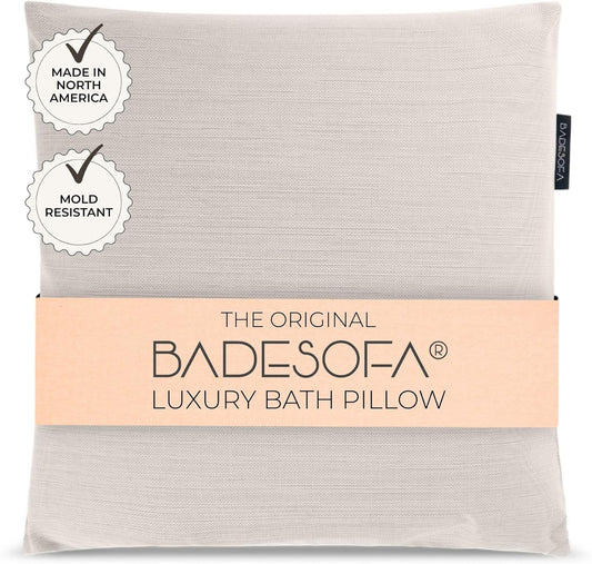 BADESOFA® Luxury Bath Pillow M - Lusciously Soft & Comfortable Tub Pillow for Bathtub - Washable & Quick-Drying Bath Back Pillow - Non-Slip Full Body Tub Pillow - Luxury Spa Cushion in Ivory Pearl