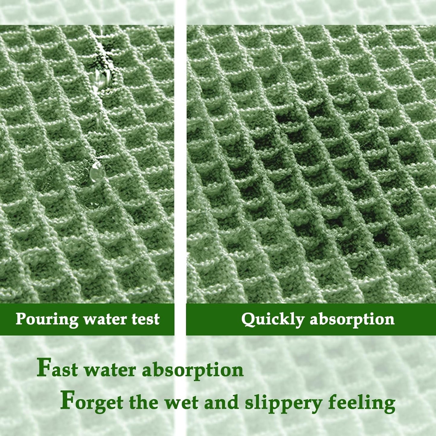 ZALL Waffle Bath Mat,Super Absorbent Non Slip Bathroom Rug,Sage Green 18x30inch,Machine Washable Ultra Soft Floor Mats