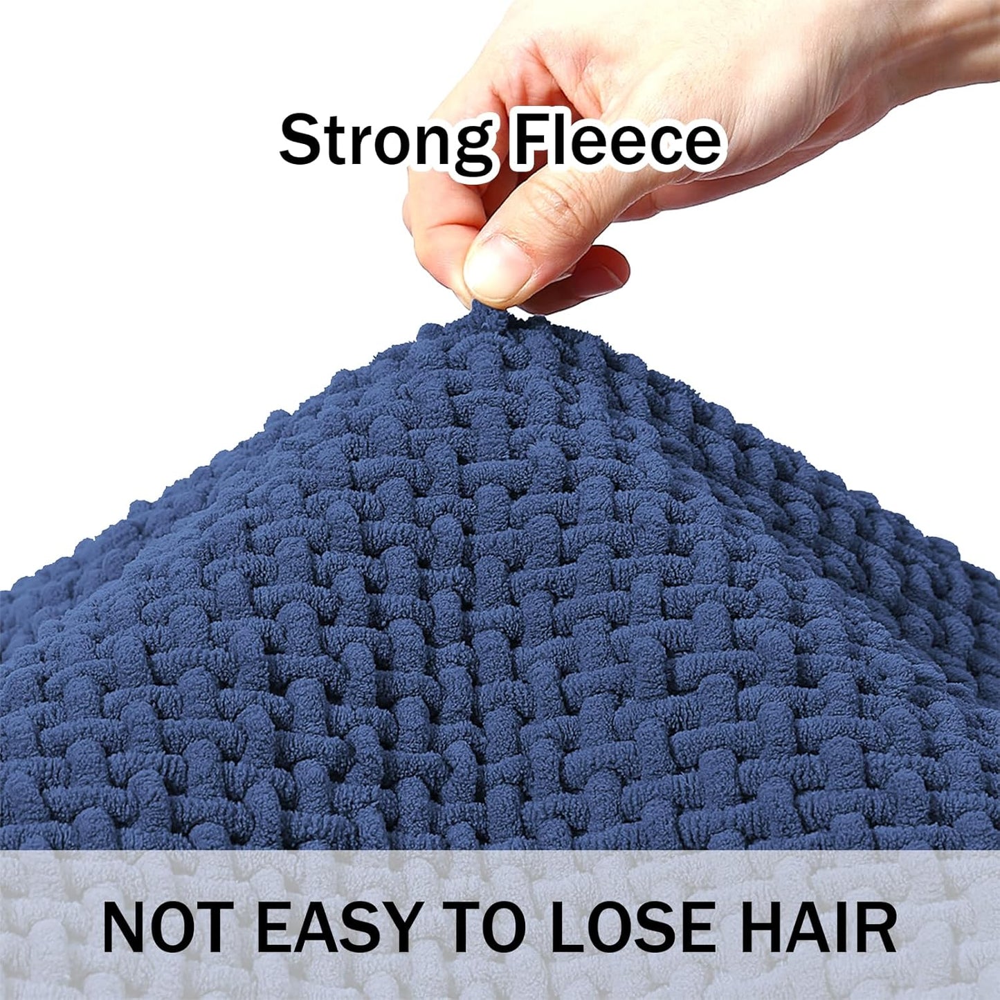 Bathroom Rugs Non Slip Washable, Super Absorbent Thin Bath Mat for Small Quick Dry Low Pile Bathroom Rug, (Navy Blue, 32″x20″)