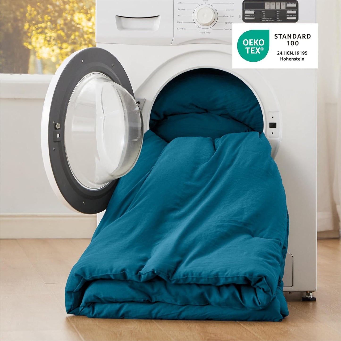 Bedsure California King Size Comforter Set, Teal Soft Prewashed Bedding for All Seasons, 3 Pieces GentleSoft™ Down Alternative Bed Set, 1 Lightweight Comforter (104"x96") and 2 Pillowcases (20"x36")