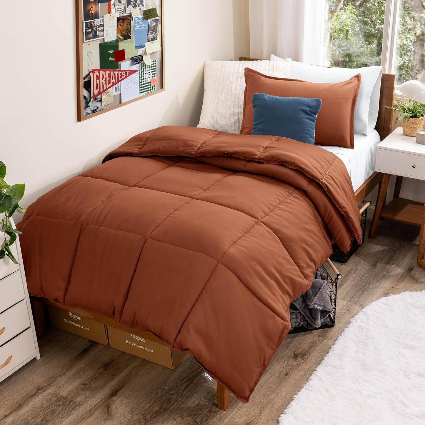 Bare Home Comforter Set - Twin/Twin Extra Long Size - Ultra-Soft - Goose Down Alternative - Premium 1800 Series - All Season Warmth (Twin/Twin XL, Terracotta)
