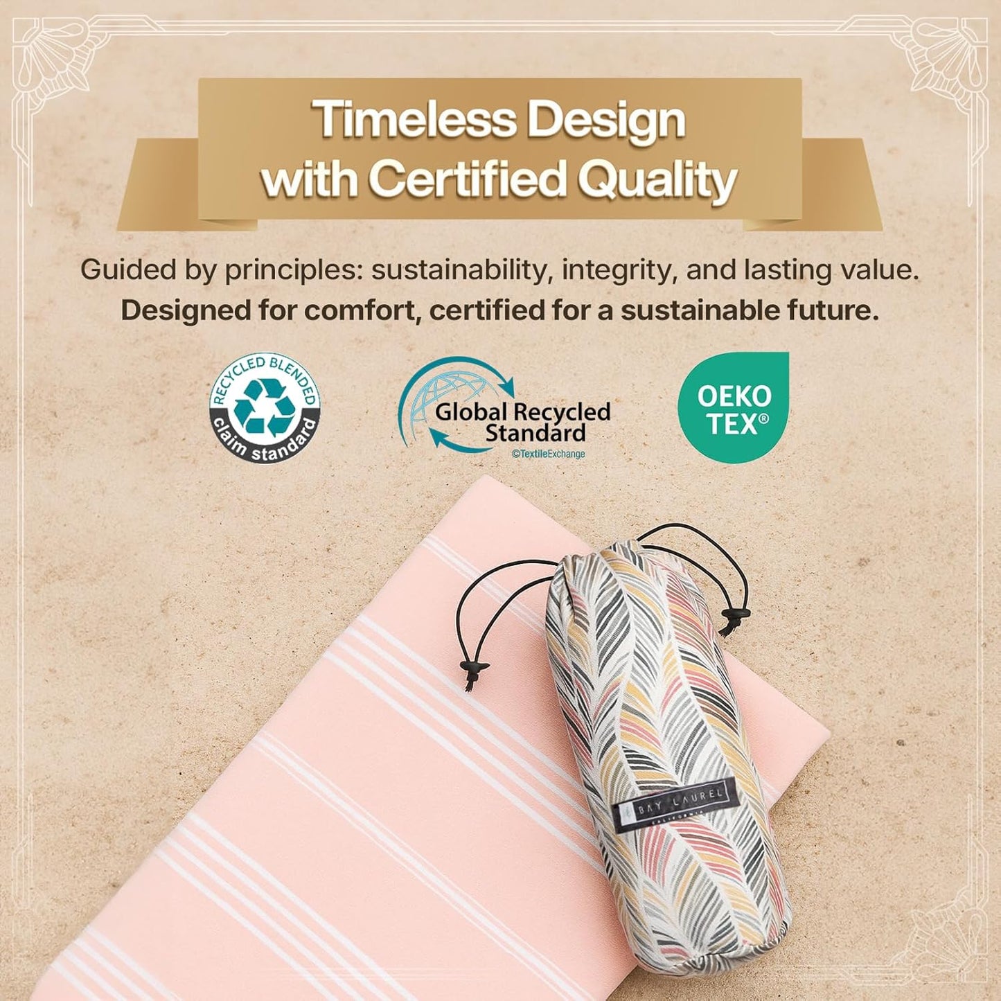 BAY LAUREL Turkish Beach Towel with Travel Bag 39 x 71 Quick Dry Sand Free Lightweight Large Oversized Towels Light - Pack of 4 (Pack of 4 - Blush with Floral Bag)