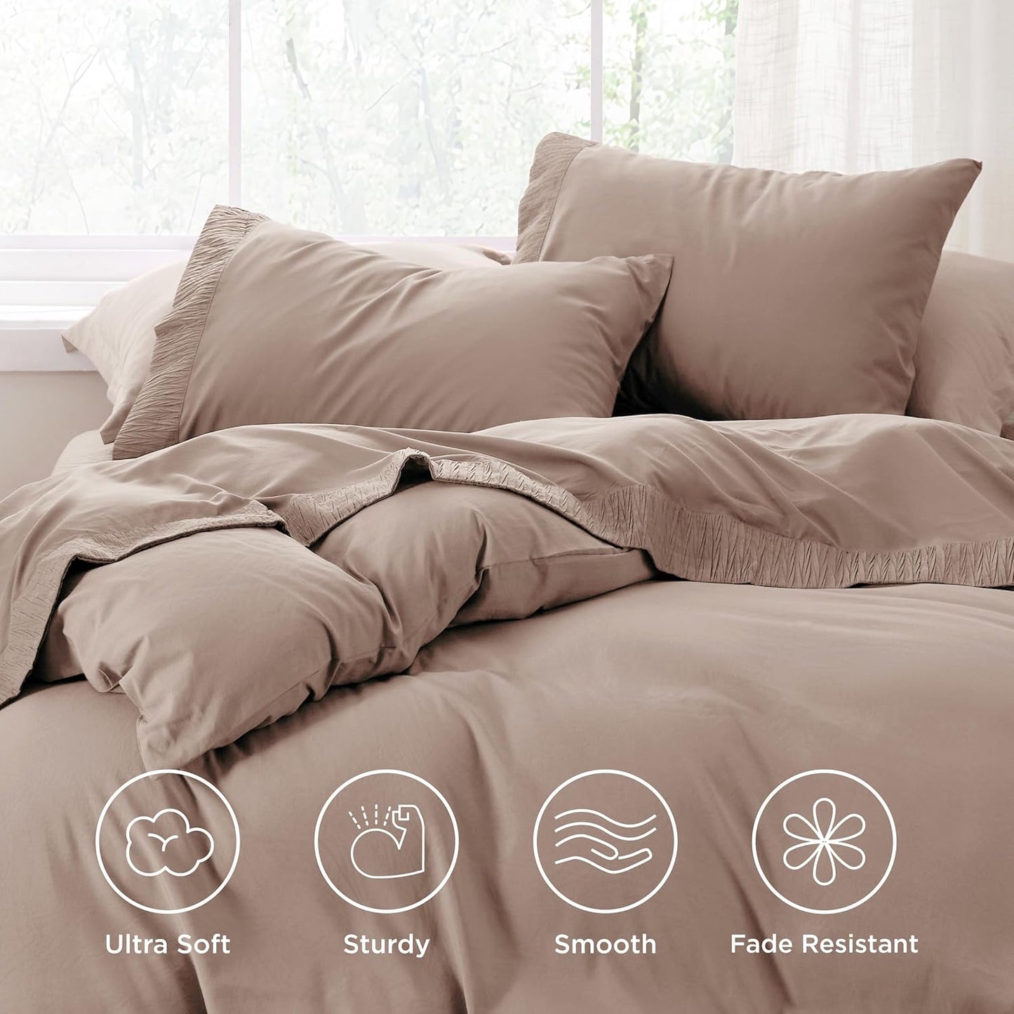 Bedsure Twin XL Sheet Sets Dorm Bedding - 3 Pieces Soft Extra Long Twin Sheets, Hotel Luxury, Easy Care Microfiber for Women, Men, Khaki