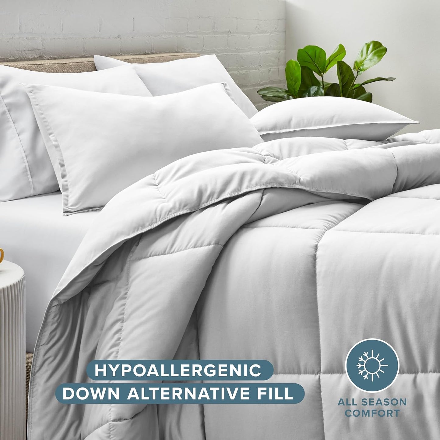Bare Home Comforter Set - Oversized Queen Size - Ultra-Soft - Goose Down Alternative - Premium 1800 Series - All Season Warmth (Oversized Queen, Cloud Grey)