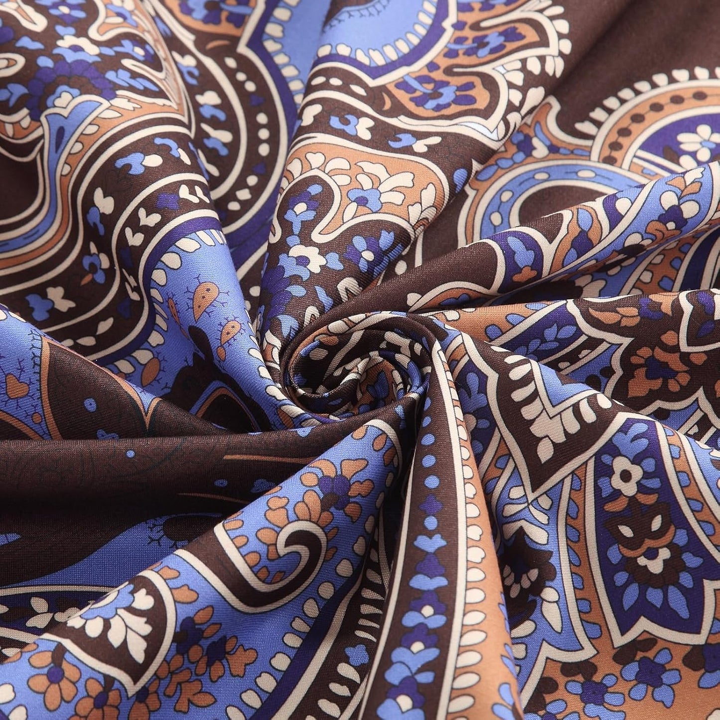 90 Inch Boho Shower Curtain, Extra Long Brown and Blue Bohemian Paisley Pattern Waterproof Fabric Shower Curtains for Bathroom, 72" W x 90" H