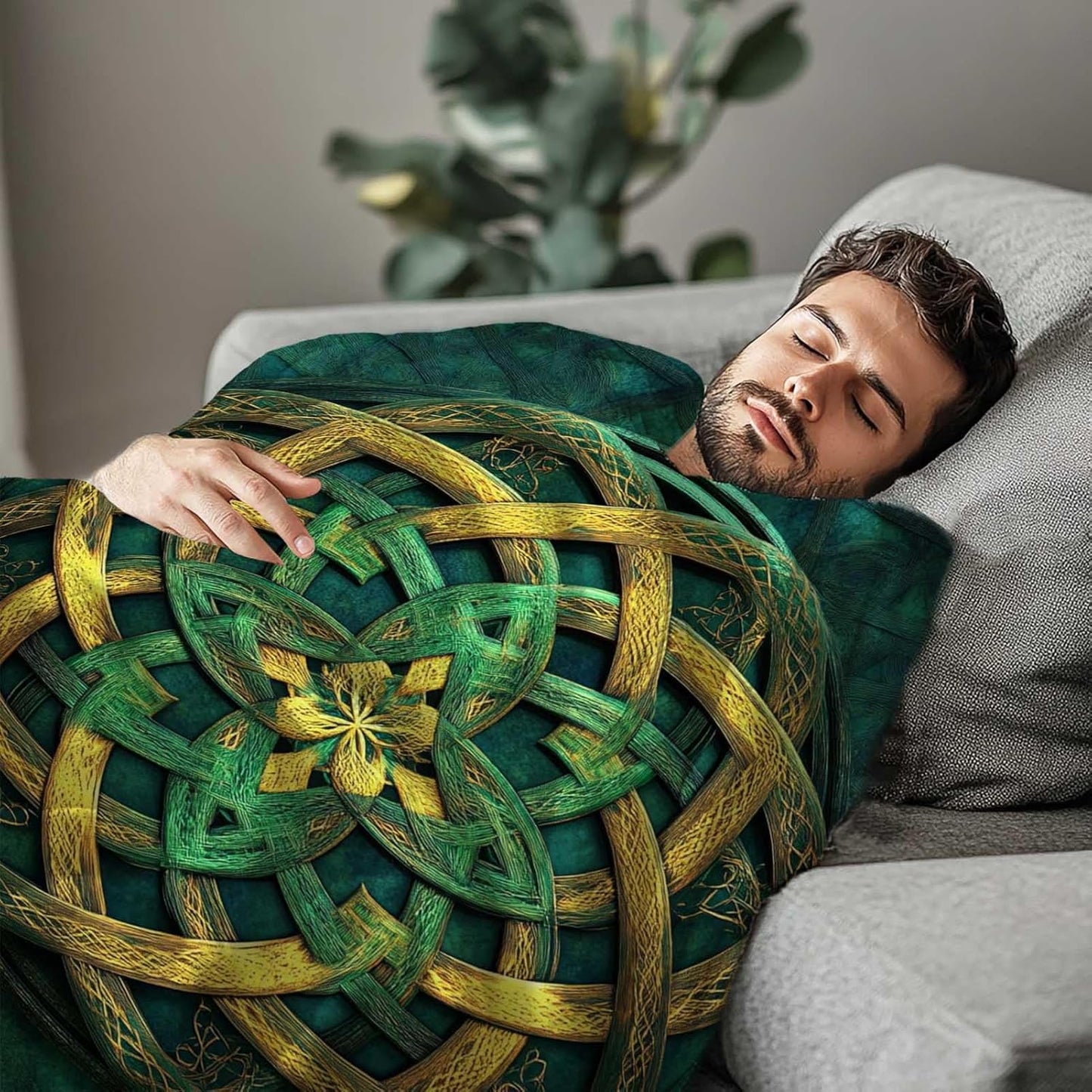 Celtic Knot Throw Blanket, Irish Style Celtic Knot Gifts for Men and Women, Soft Fleece, Lightweight & Cozy Decorative for Couch Sofa Bed, Living Room Decor, 40x50 Inches
