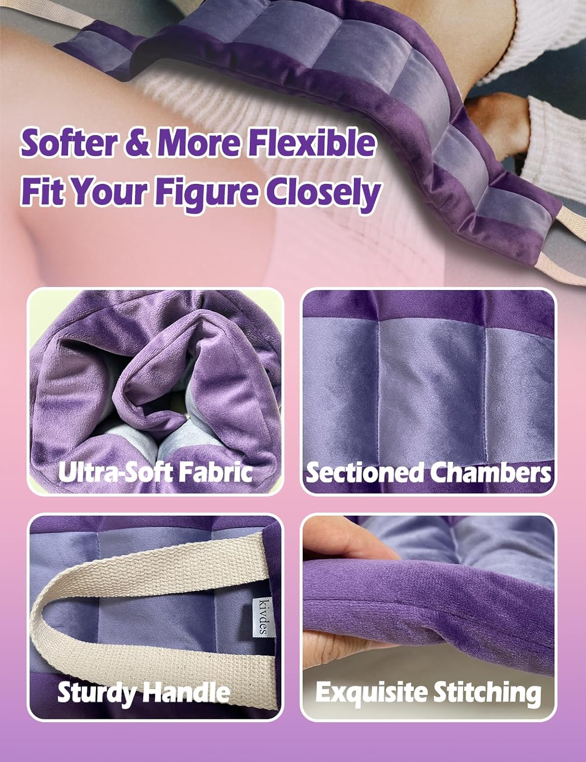 Long Heating Pad for Neck and Shoulders and Back Weighted Microwavable Moist Heated Neck Wrap Hot Pack Microwave Heatable Bag Warm Compress Reusable with Handles 33.5"*5.9" Unscented Purple