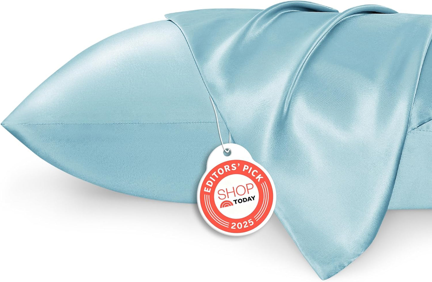 Bedsure Satin Pillowcase 2 Pack Similar to Silk Pillow Cases Standard Size, Pillow Case for Sleeping Women with Envelope Closure, Gifts for Women Men, Aqua, 20x26 Inches, 2pcs