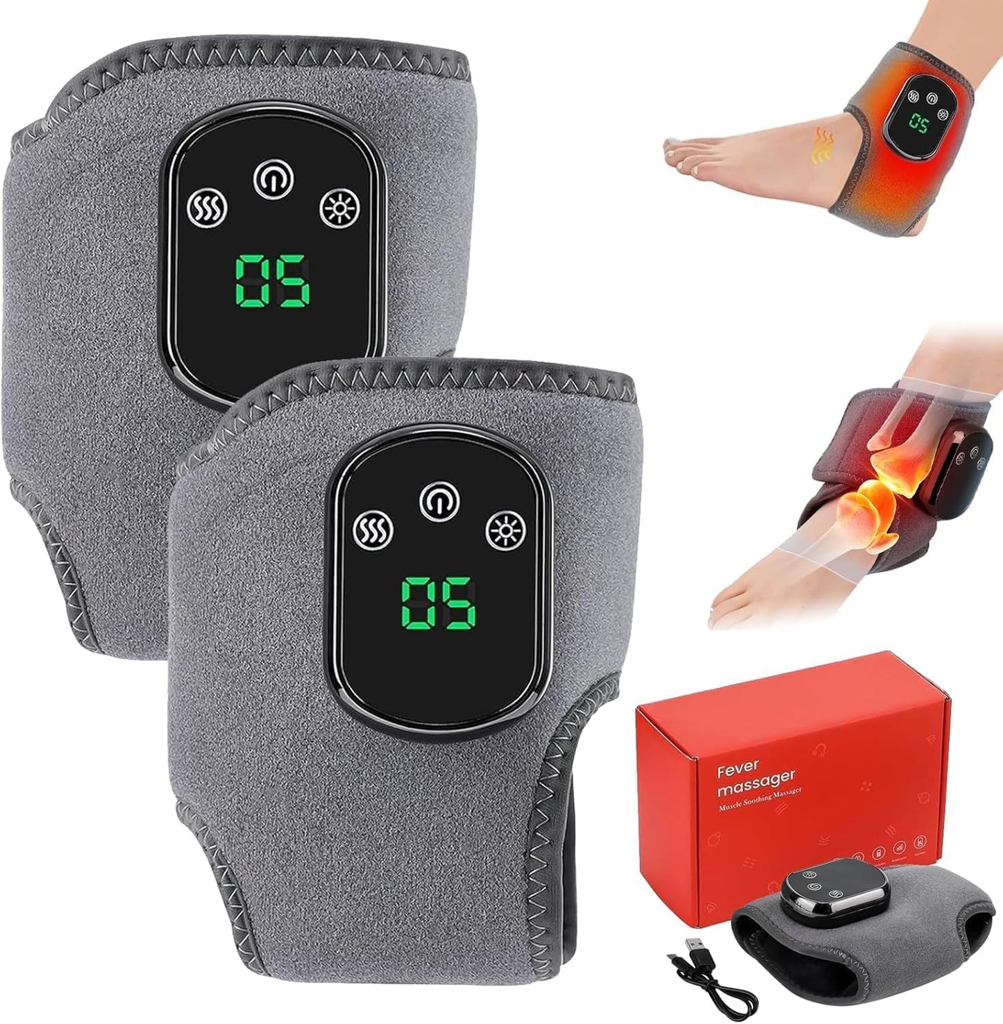 Foot Massager, Foot Triple Method Massager for Neuropathy Pain Relief - Electric Foot Massager with Heat, Compression for Plantar Fasciitis, Muscle Recovery (2 PCS)