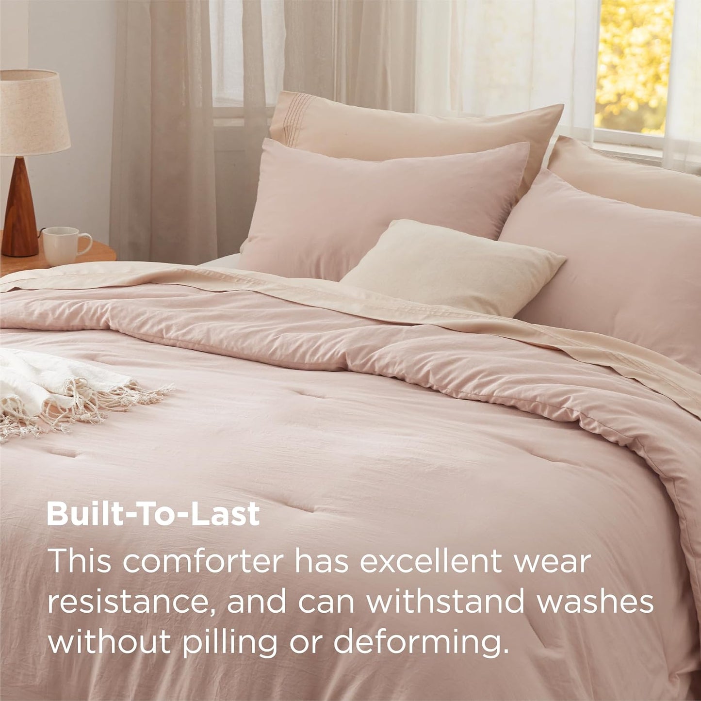 Bedsure Twin/Twin XL Comforter Set, Light Pink Soft Prewashed Bedding for All Seasons, 2 Pieces GentleSoft™ Warm Down Alternative Bed Set, 1 Lightweight Comforter (68"x88") and 1 Pillowcase (20"x26")