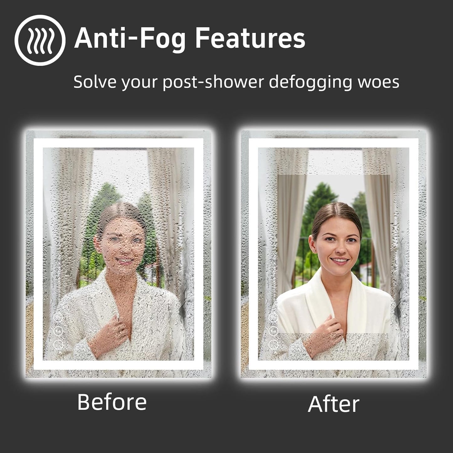 40"x 24" LED Bathroom Mirror with Lights, Anti-Fog, Double Lighting Sources Dimmable, Backlit + Front Lit, Lighted Bathroom Vanity Mirror with 3 Colors, Tempered Glass (Horizontal/Vertical)