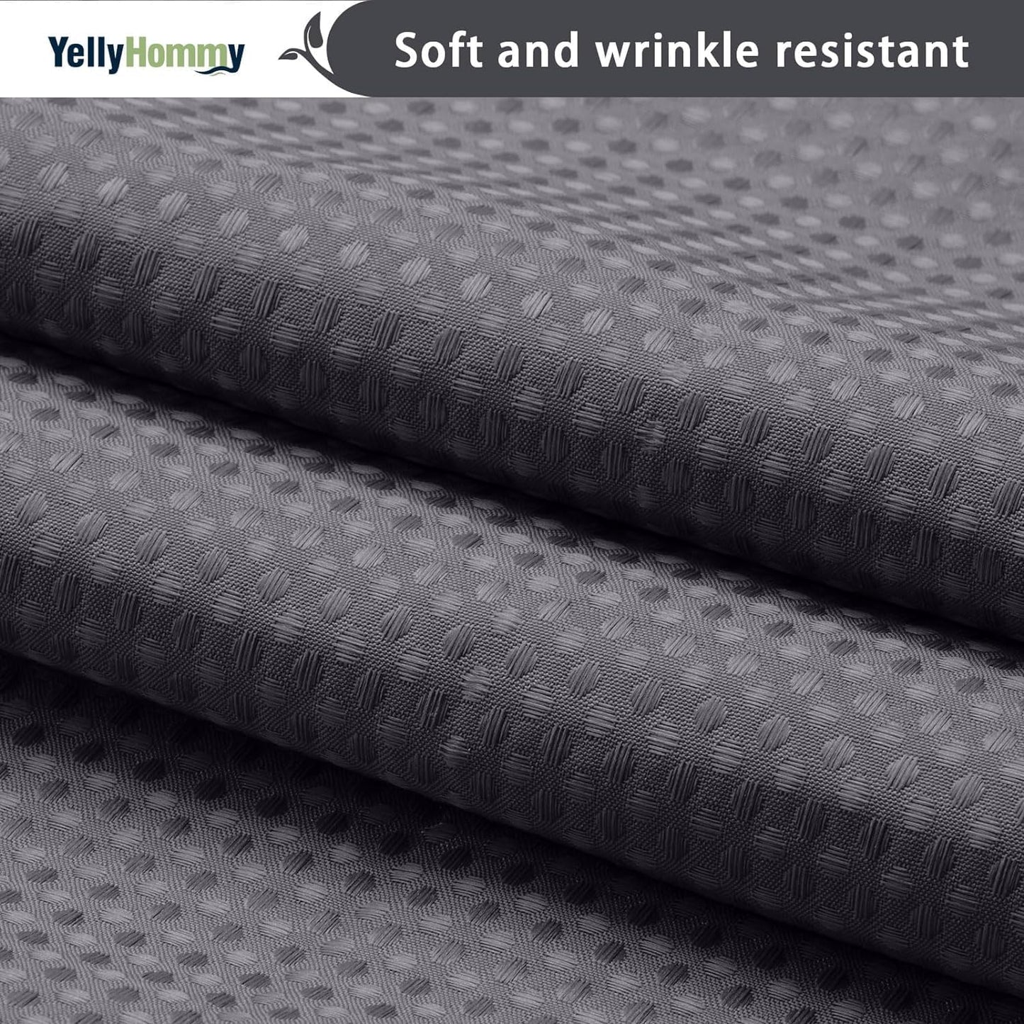 YellyHommy No Hook Shower Curtain with Snap in Liner Set Less Waffle Shower Curtain for Bathroom (Dark Grey, 87" L x 72" W)
