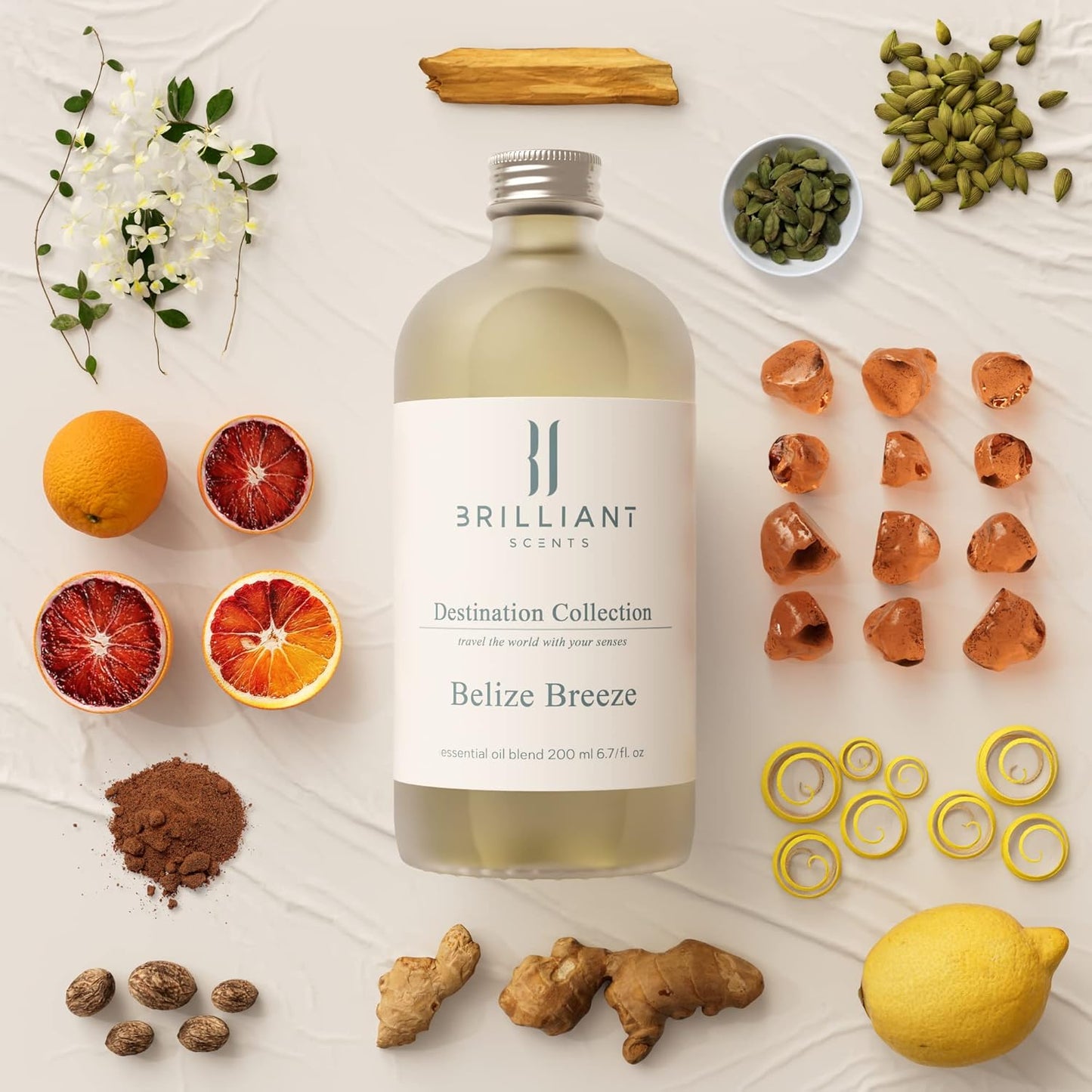Brilliant Scents Belize Breeze Scent | Blood Orange, Lemon Peel, Nutmeg | Inspired by: Confidante Hotel | Luxury Home & Business Scent | Fragrance Oil | 200ML