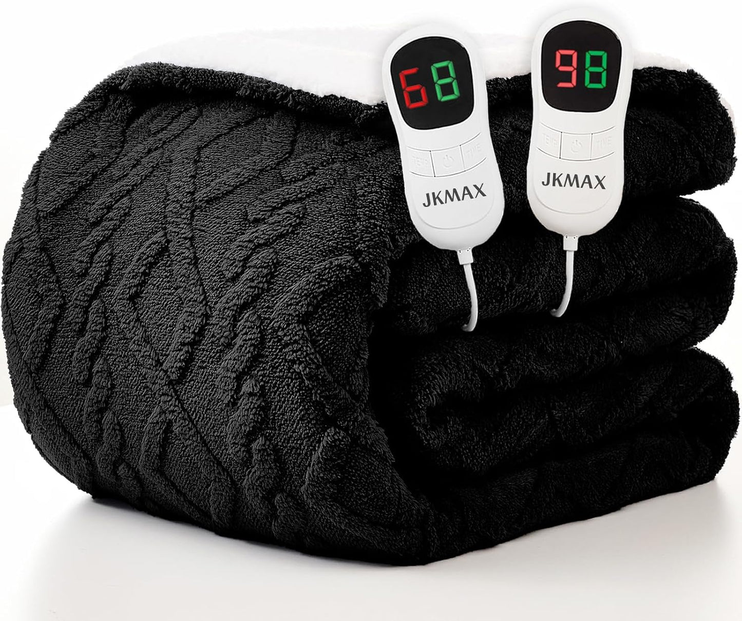 Heated Electric Blanket King Size-100"x90" Heating Blanket with 10 Heating Levels & 5 Time Settings Over-Heat Protection，Winter Warmer for Adults with ETL Certification（Black）