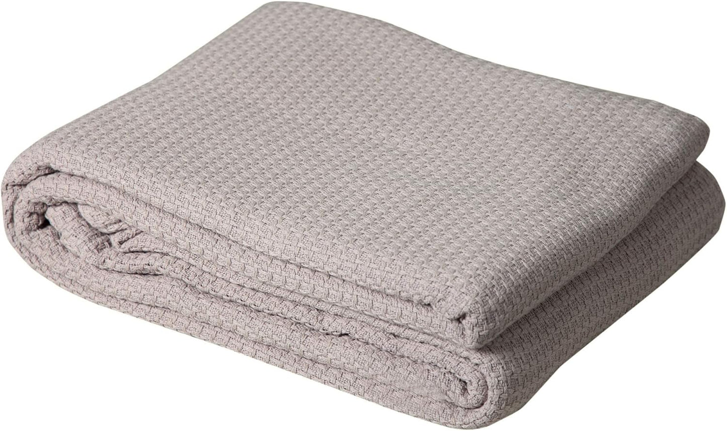 DOLLCENT 100% Cotton California King Size Blanket For Bed, Premium Combed Lightweight Blankets, Washed Breathable Cozy Bed Throw Blanket, Sand Cal King Cotton Blankets For All Season: Sand (102"x108")