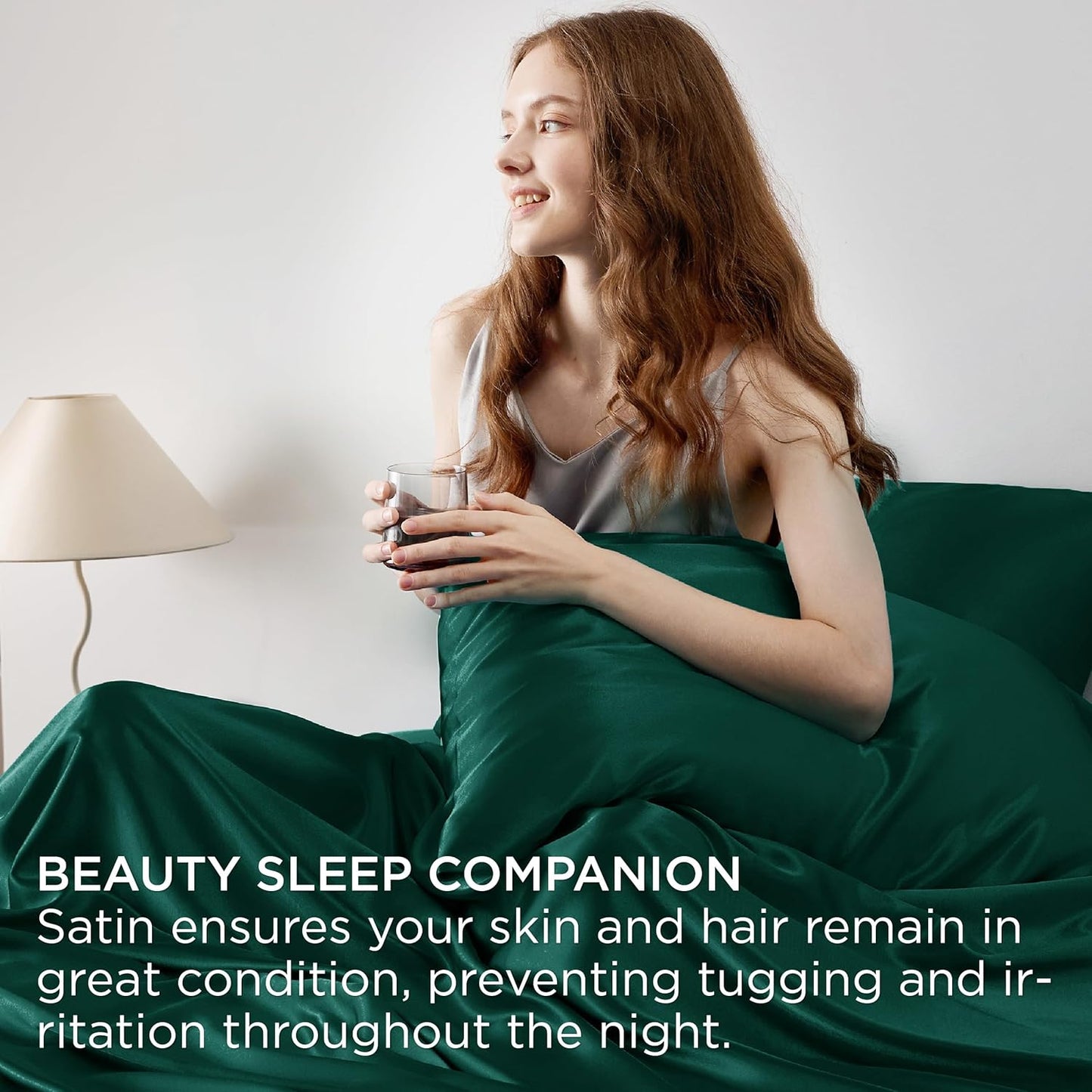 Bedsure Satin Sheets Full Size - 4 Piece Silky Bedsheets with 15 Inches Deep Pocket Fitted Bedsheet,1 Flat Sheet, 2 Satin Pillowcases, Good for Hair & Skin (Full, Dark Green)