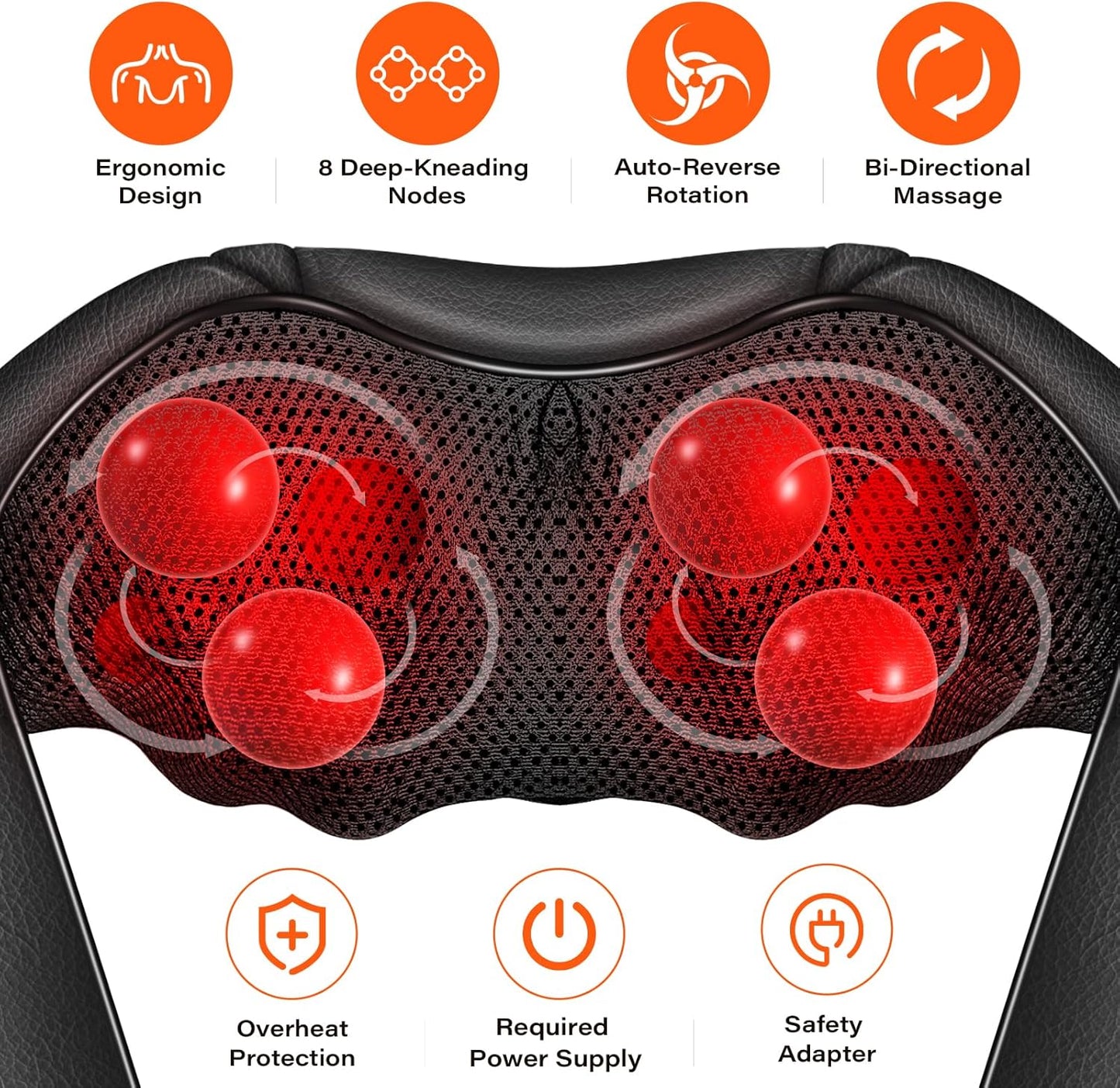 Shiatsu Neck Massager, Back and Neck Massager with Heat, Electric Deep Tissue 3D Kneading Massage Pillow for Back, Shoulder, Muscle Pain Relief, Office & Home & Car Use, Gift for Women and Men