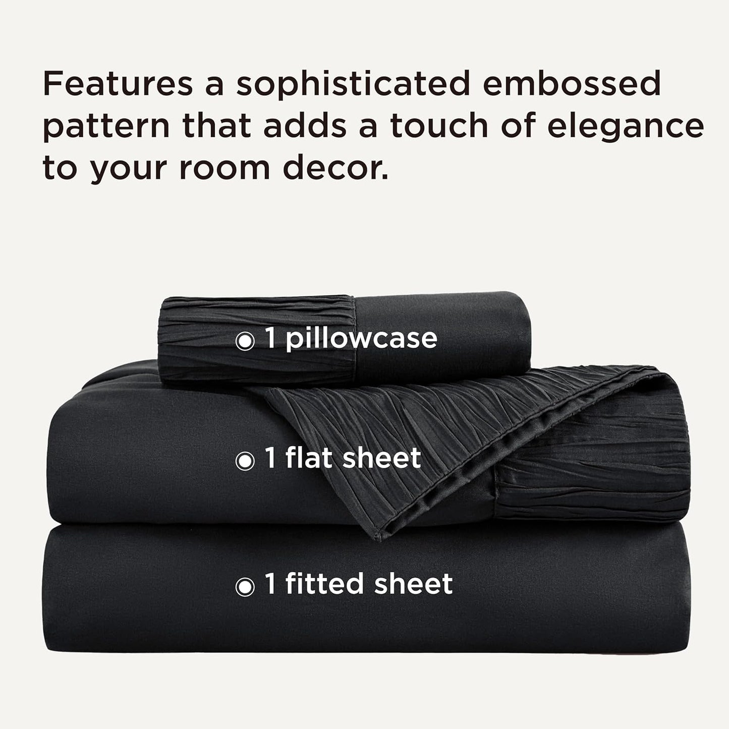 Bedsure Twin Sheets Set - 3 Pieces Soft Twin Bed Sheets - Breathable & Cooling - Hotel Luxury - Easy Care Polyester Microfiber Bedding for Women, Men, Black