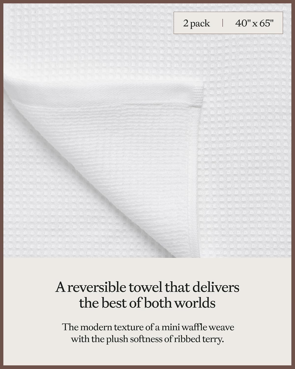 Cozy Earth Waffle Bath Sheets - 60% Cotton 40% Viscose from Bamboo Bath Sheets 40 x 65 Inches - Soft & Absorbent Terry, Reversible Mini Textured Waffle & Weave Pattern - 2 Pack