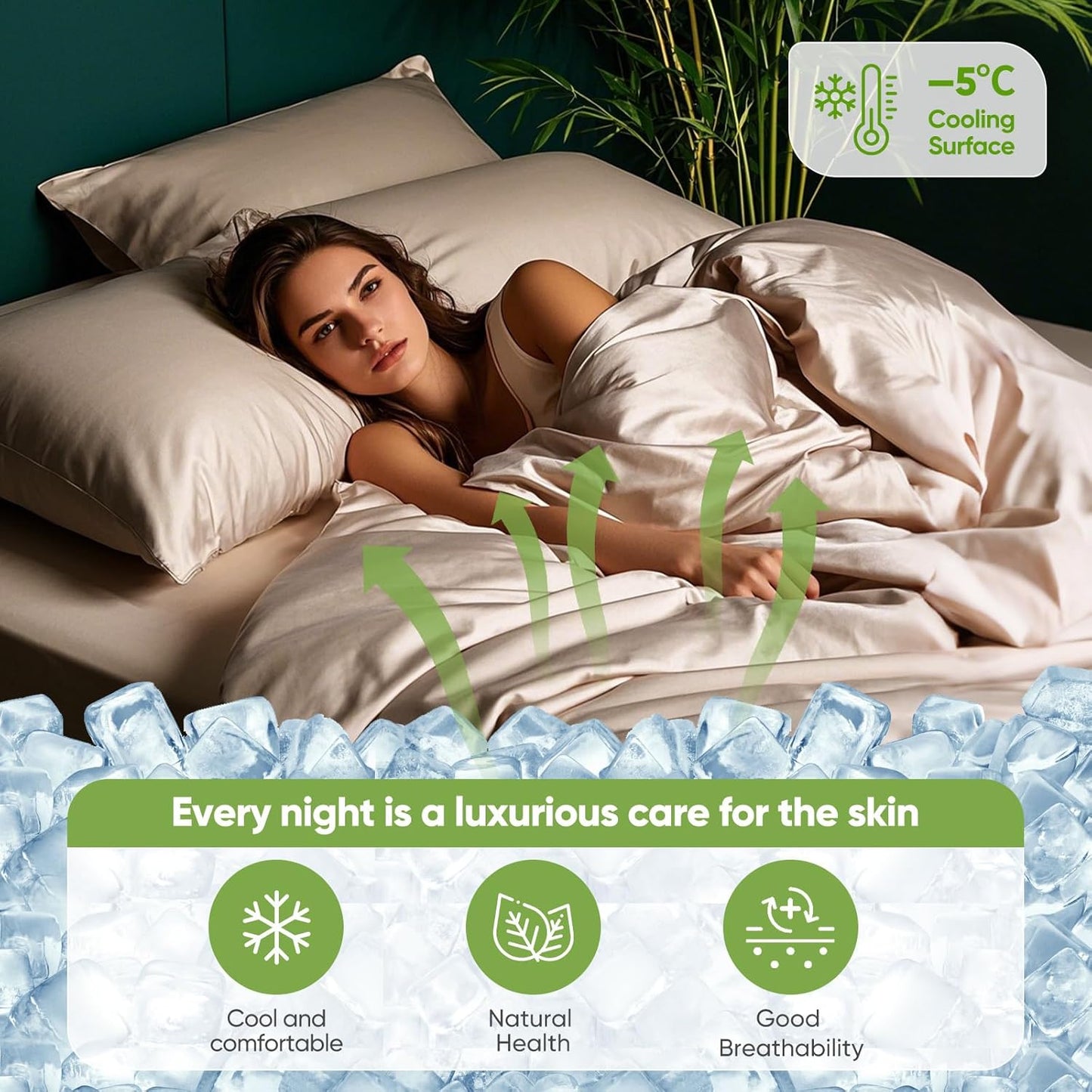 TWK Luxury Sheet Set, Genuine 100% Viscose Derived from Bamboo, Cooling & Breathable, Silky Soft, Bedding Sheets & Pillowcases (Sand, Full)