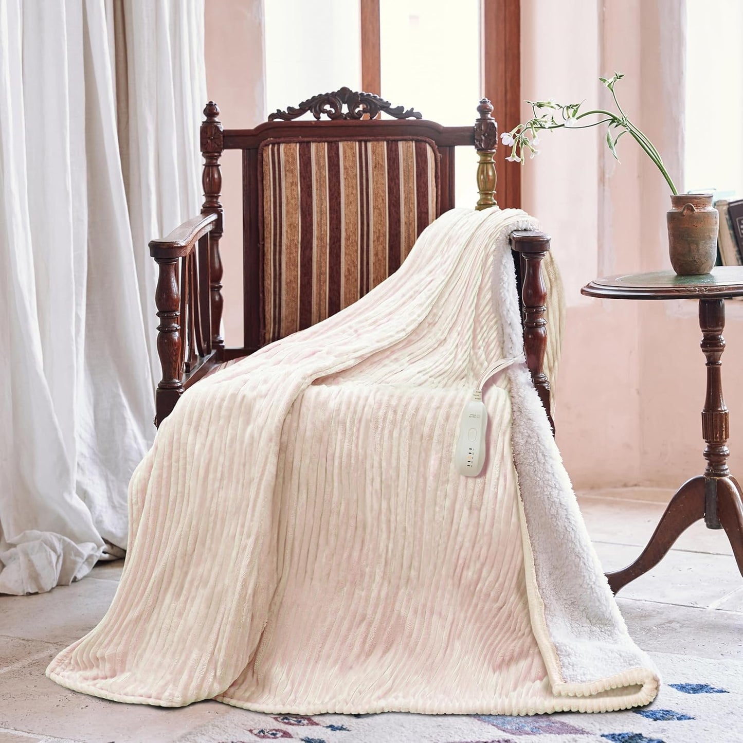 Heated Blanket Electric Throw 50”X60”-Heating Blanket with 5 Heat Settings-3 Hours Auto Off,ETL Certified,Machine Washable (Beige)