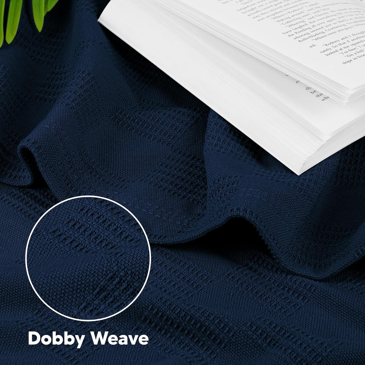 Utopia Bedding Navy 100% Cotton Blanket [Throw Size - 60x50 Inch] 350GSM Lightweight, Soft and Breathable Thermal Blanket for All Seasons