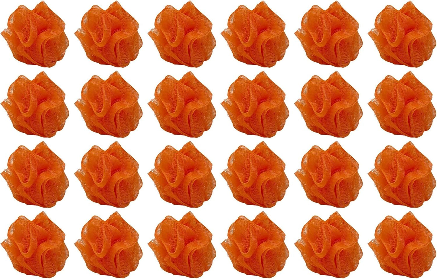 24 Orange Bath or Shower Sponge Loofahs Pouf Mesh Wholesale Bulk Lot