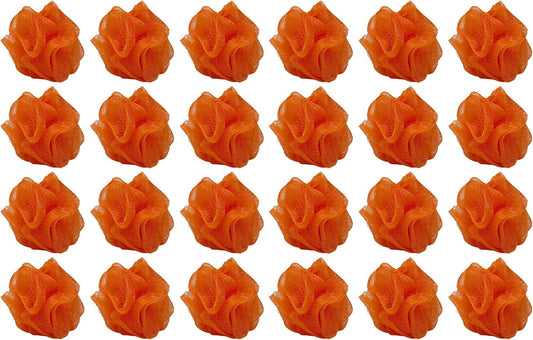 24 Orange Bath or Shower Sponge Loofahs Pouf Mesh Wholesale Bulk Lot