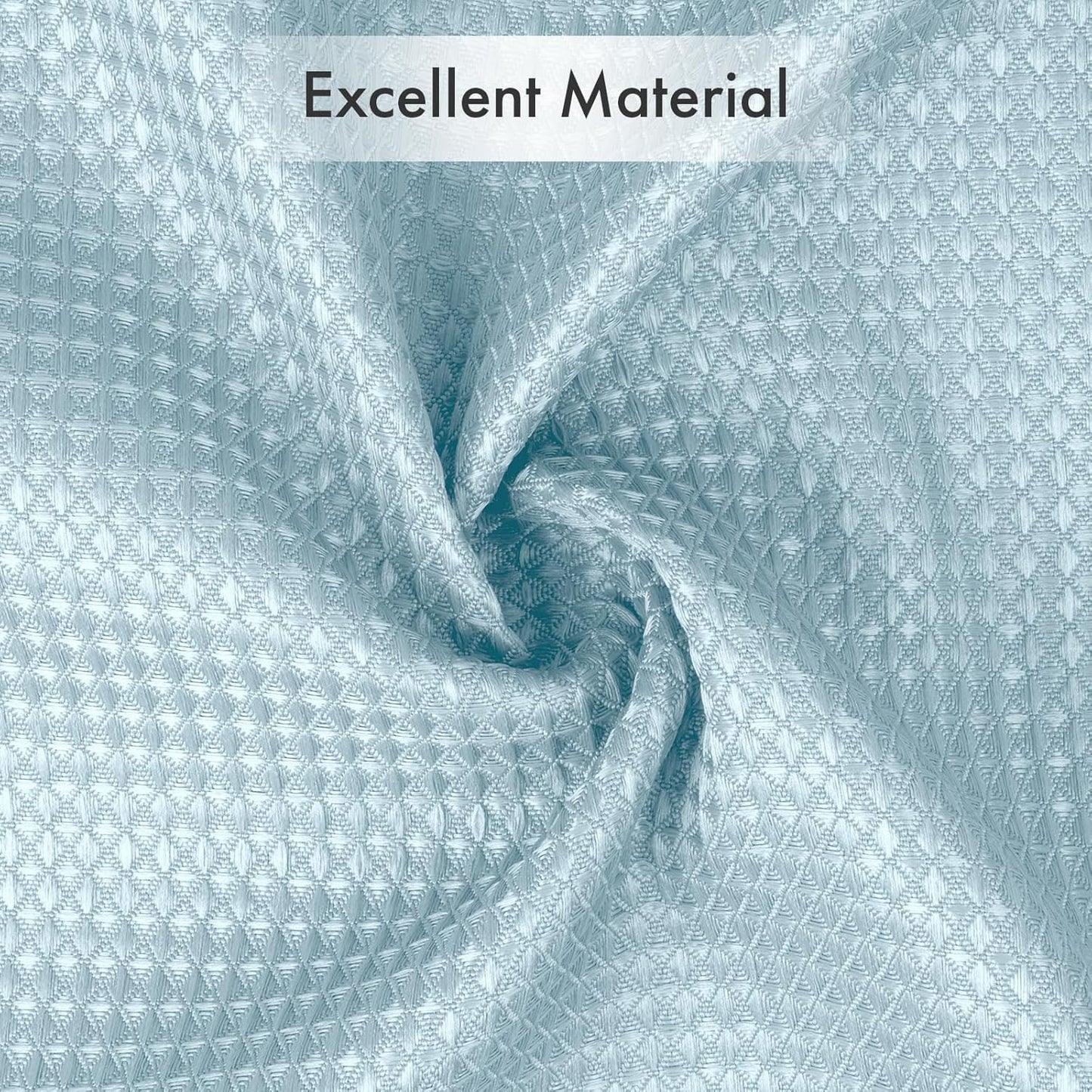 AmazerBath Fog Blue Shower Curtain Waffle Textured, Fabric Shower Curtain Misty Blue Thick Heavy Duty 240GSM Hotel Quality Bathroom Shower Curtains, Premium Polyester, 72 x 72 Inches