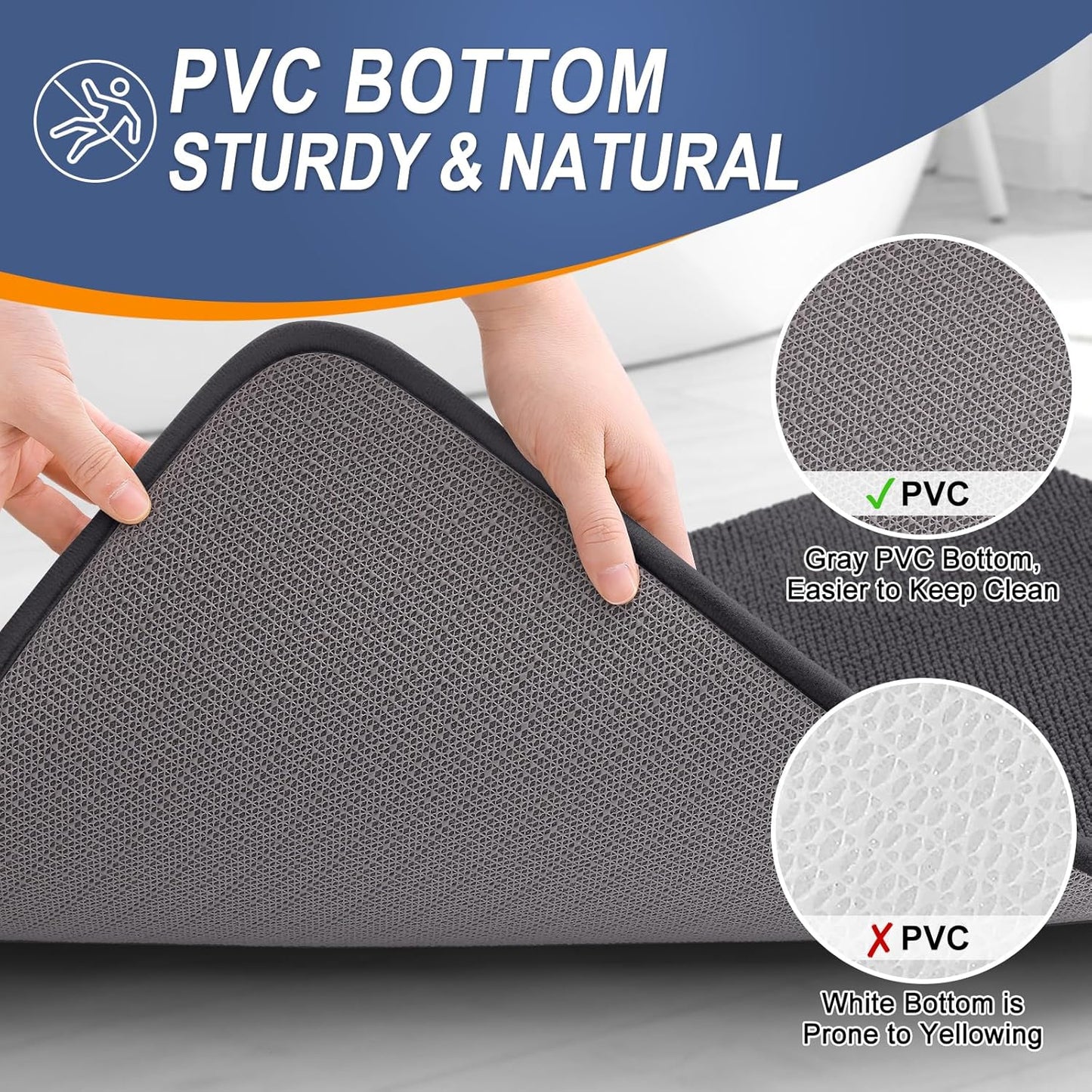 OLANLY Thick Memory Foam Bath Mat Rug 59x24, Extra Soft Absorbent Bathroom Rug, Quick Dry Bath Mats, Non-Slip, Machine Washable Carpet for Bathroom, Tub and Shower, Home Decor Accessories, Dark Grey