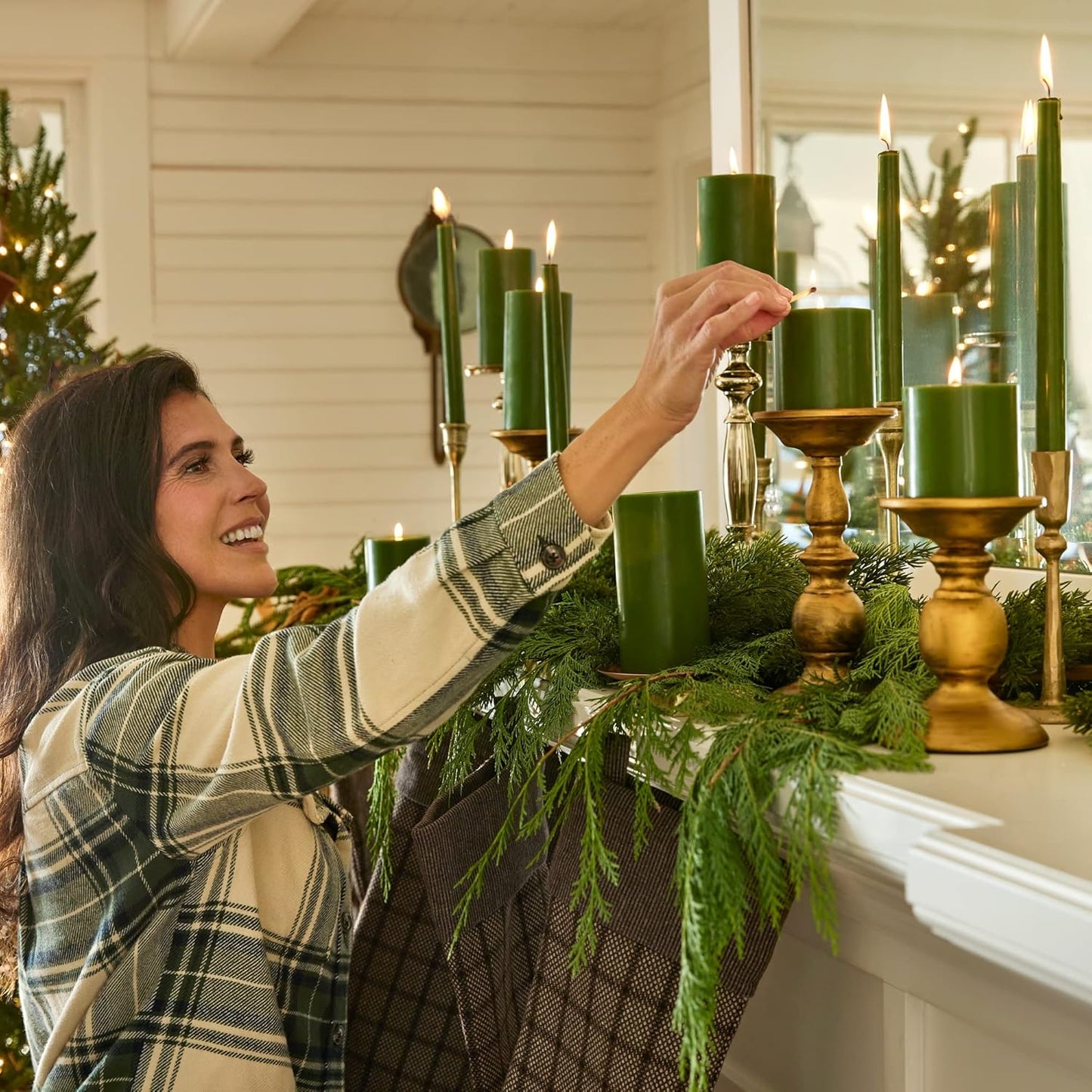 Thymes Frasier Fir Scented Candles for Home Decor - Green Pillar Candles for Women & Men - Place on Candle Holder - Luxury Home Fragrance Gifts - Large (3" x 6" Pillar)