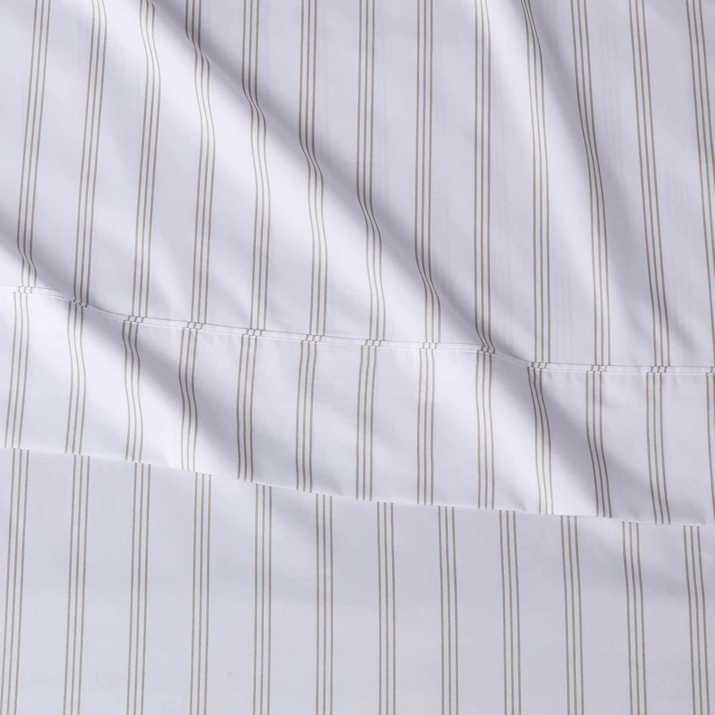 Amazon Basics Lightweight Super Soft Easy Care Microfiber 4 Piece Bed Sheet Set with 14-Inch Deep Pockets, Queen, Taupe Stripe, Striped