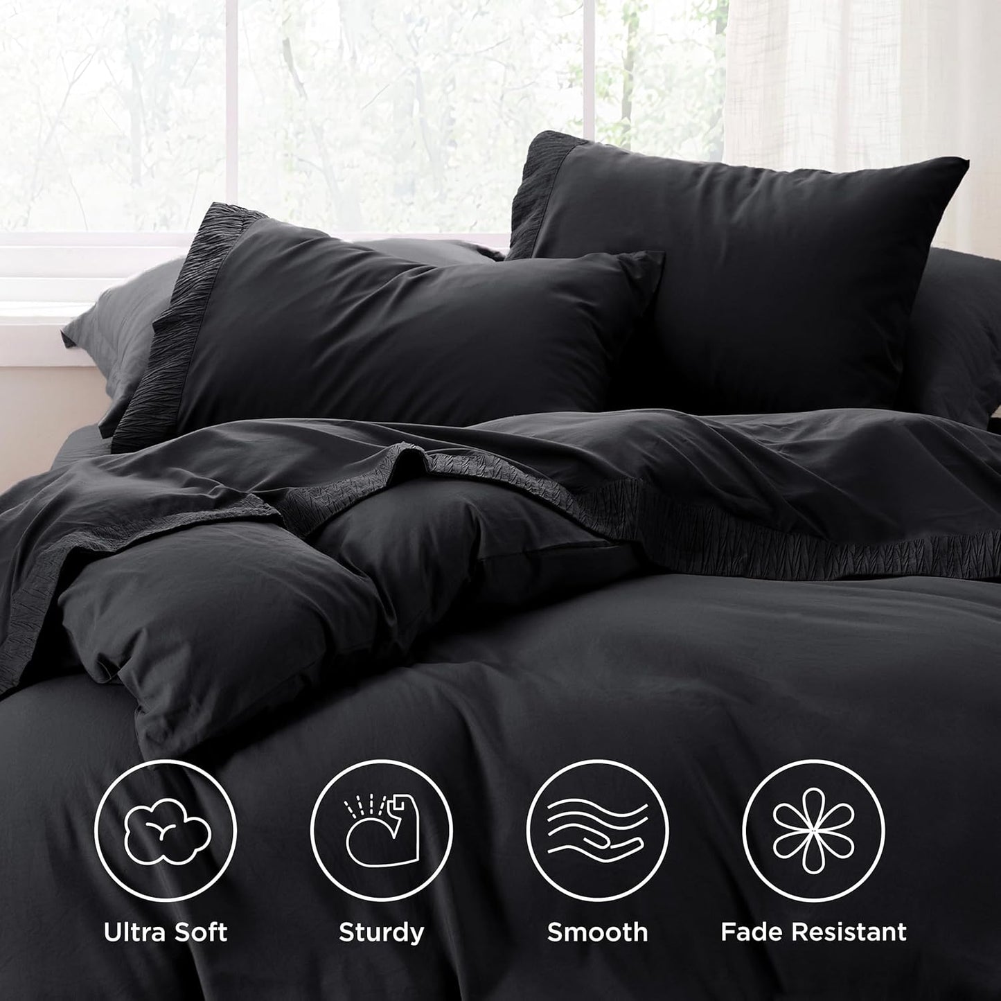 Bedsure Twin XL Sheet Sets Dorm Bedding - 3 Pieces Soft Extra Long Twin Sheets, Hotel Luxury, Easy Care Microfiber for Women, Men, Black
