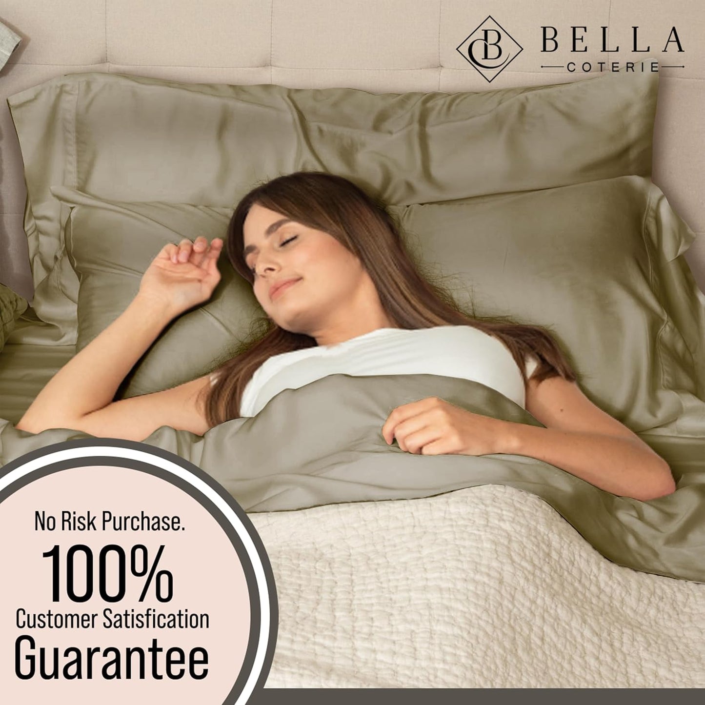 Bella Coterie Luxury Bamboo Viscose Queen Size Sheet Set | 100% Organically Grown | Ultra Soft | Cooling for Hot Sleepers | 18" Deep Pocket [Olive]