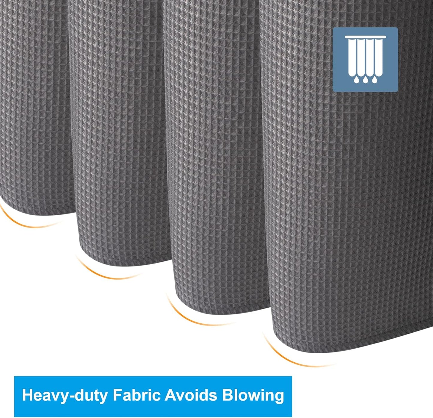 AmazerBath Grey Shower Curtain, Waffle Shower Curtain Gray, Premium Fabric with Waffle Weave, Heavy Duty 240GSM, Hotel Quality Bathroom Shower Curtains, 72 x 72 Inches