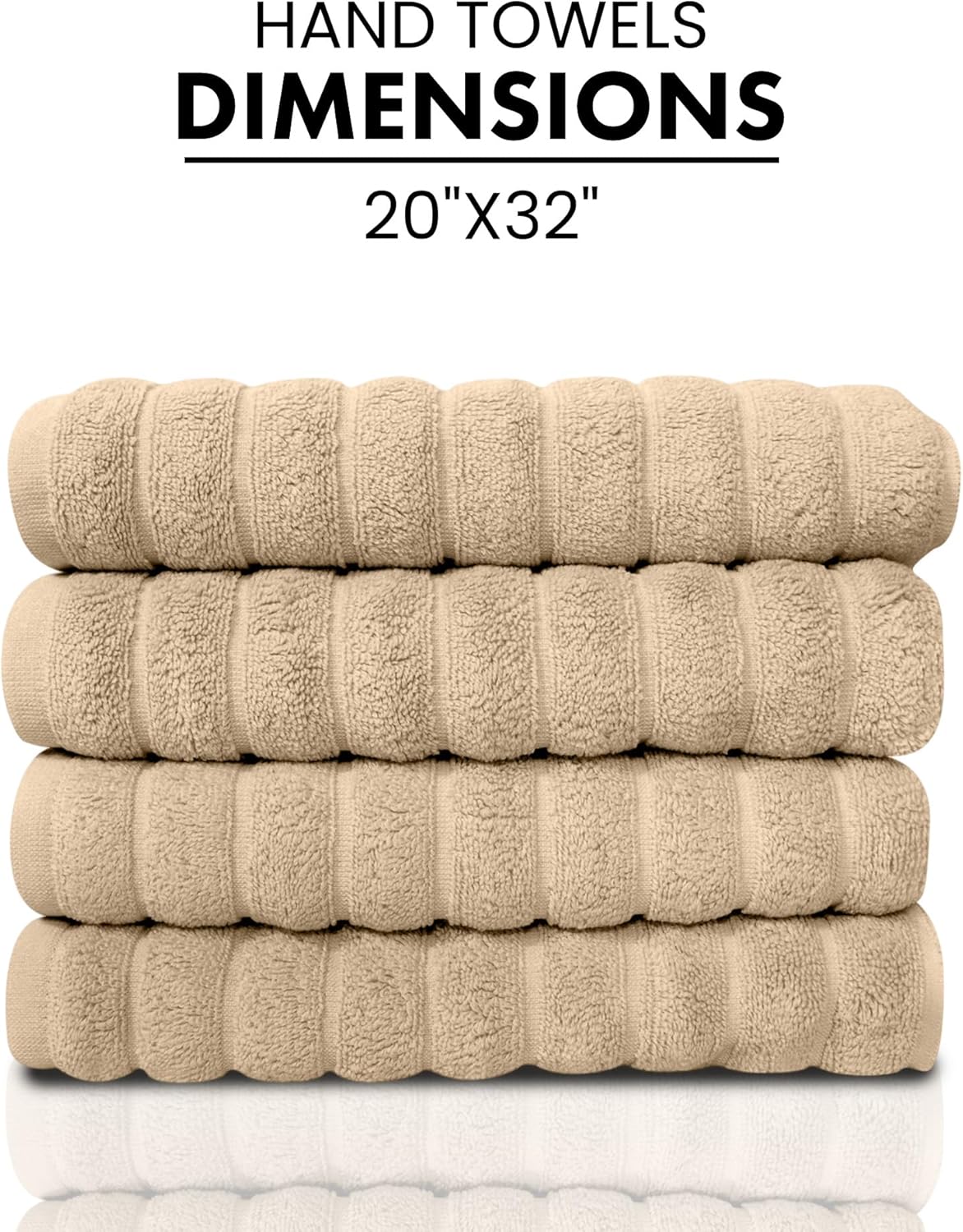 Classic Turkish Towels CTT Luxury Hand Towels for Bathroom Set of 4, 100% Turkish Cotton, Quick Dry & Comfy Towels for Hotel & Spa, Highly Absorbent | 20"x32" (Almond Beige)