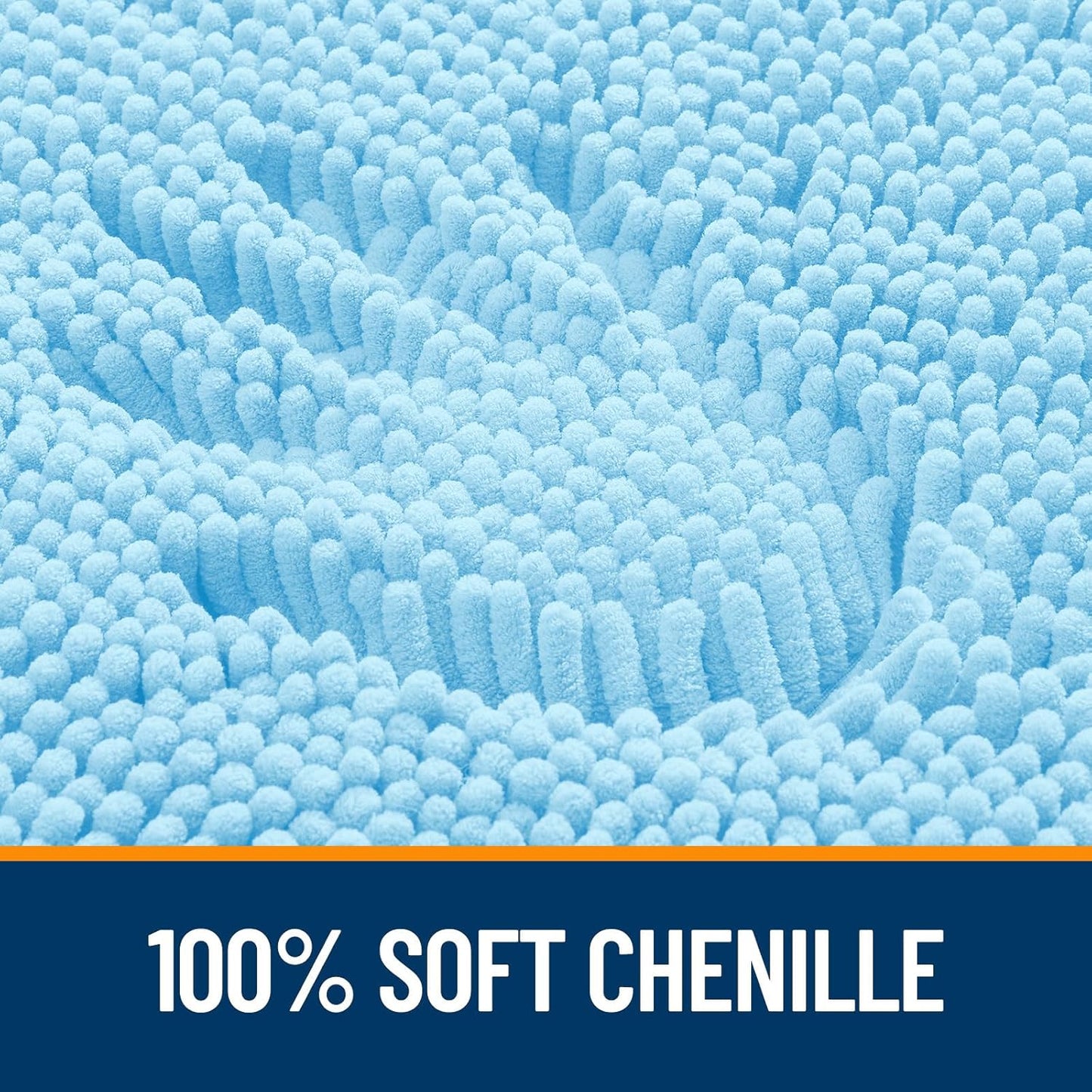 OLANLY Toilet Rugs U-Shaped 24x20, Extra Soft Absorbent Chenille Contour Bathroom Rugs for Toilet, Dry Quickly, Machine Washable, Non-Slip Bath Mat, Sky Blue