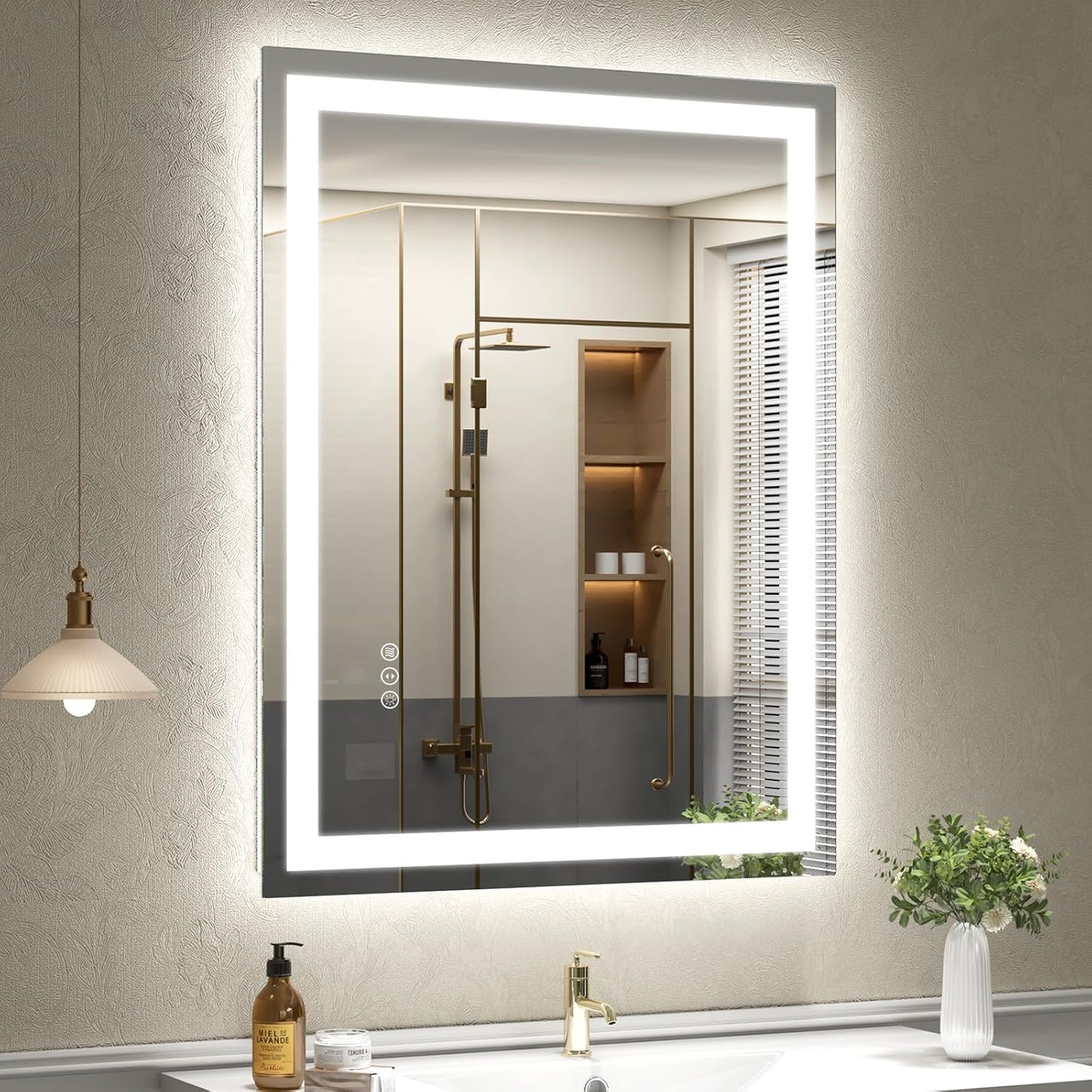 28x36 LED Mirror for Bathroom, Lighted Vanity Mirror for Wall, Dimmable, Anti-Fog, Shatter-Proof, ETL Listed (Front Lights + Backlit)